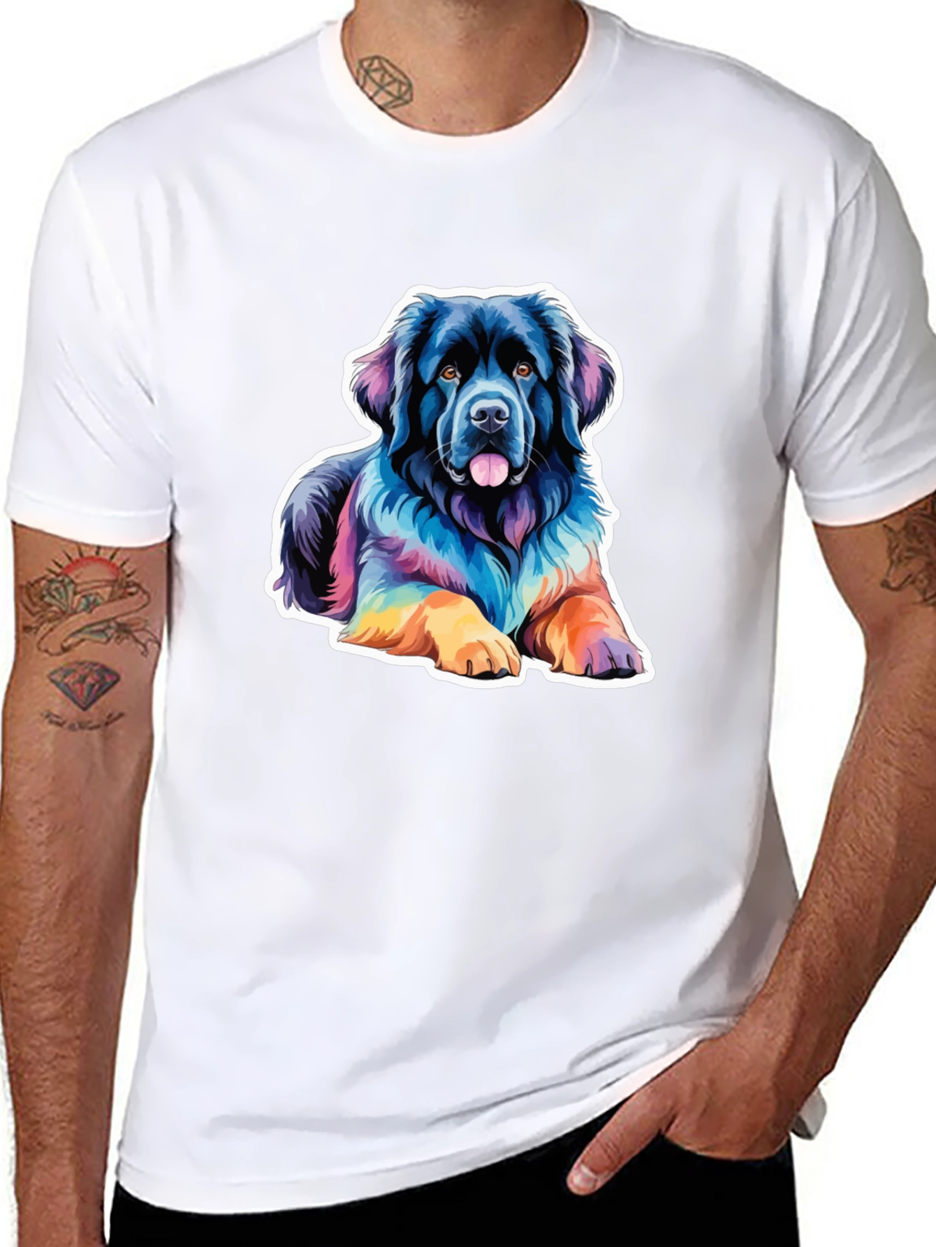 Rainbow Dog Graphic Tee - Mens Black T-Shirt