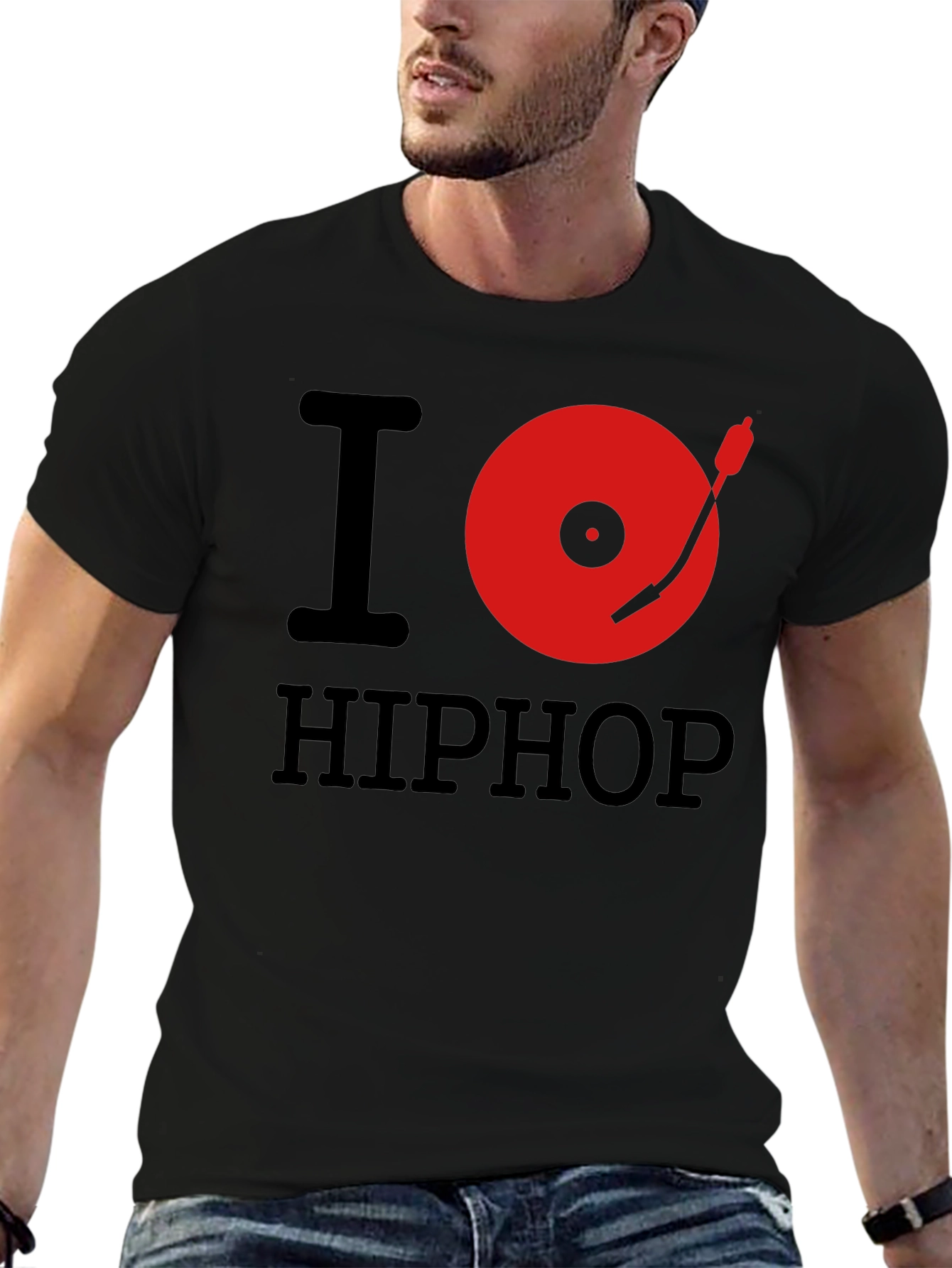 I Love Hip Hop Black Graphic T-Shirt