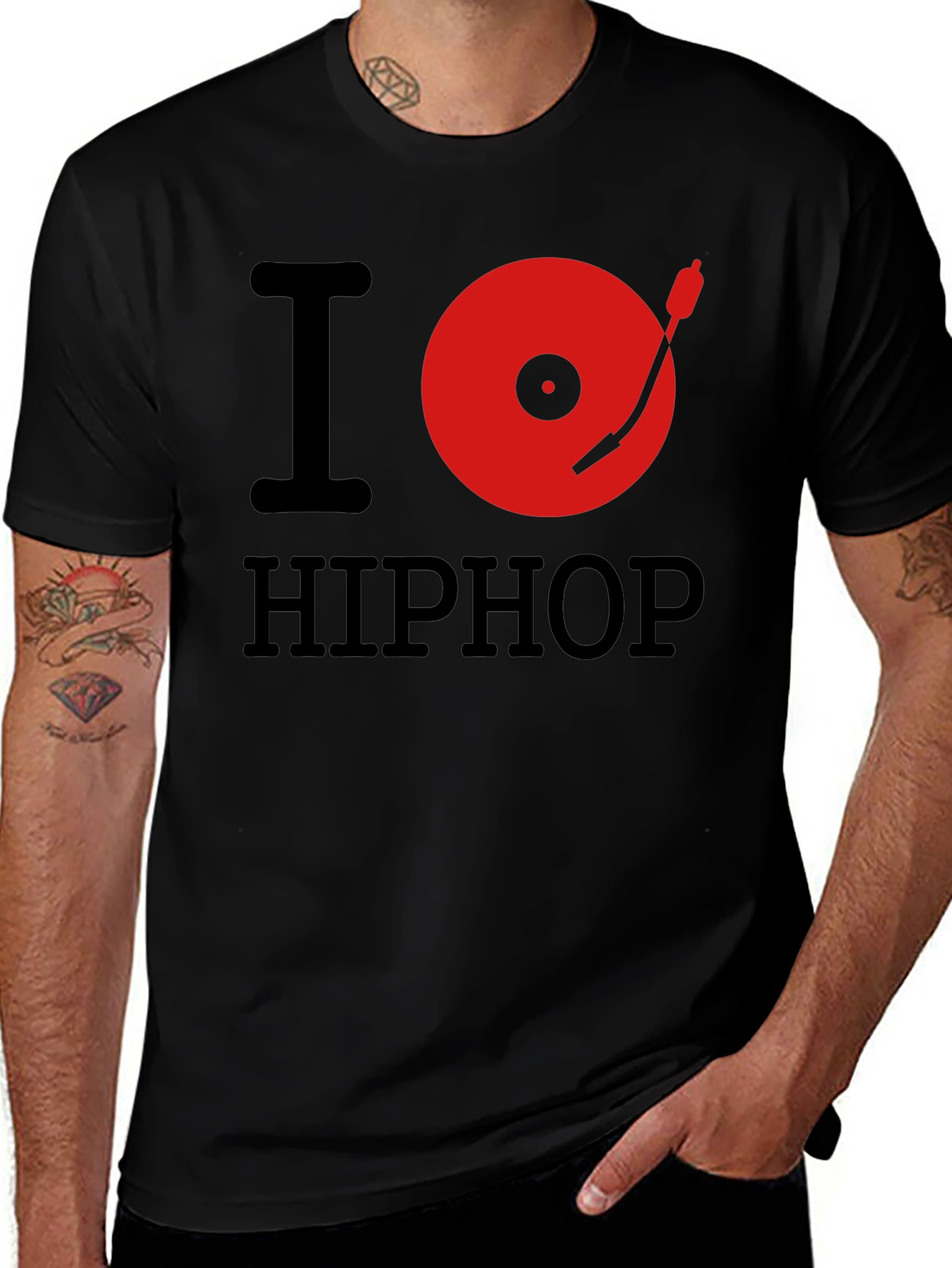 I Love Hip Hop Black Graphic T-Shirt