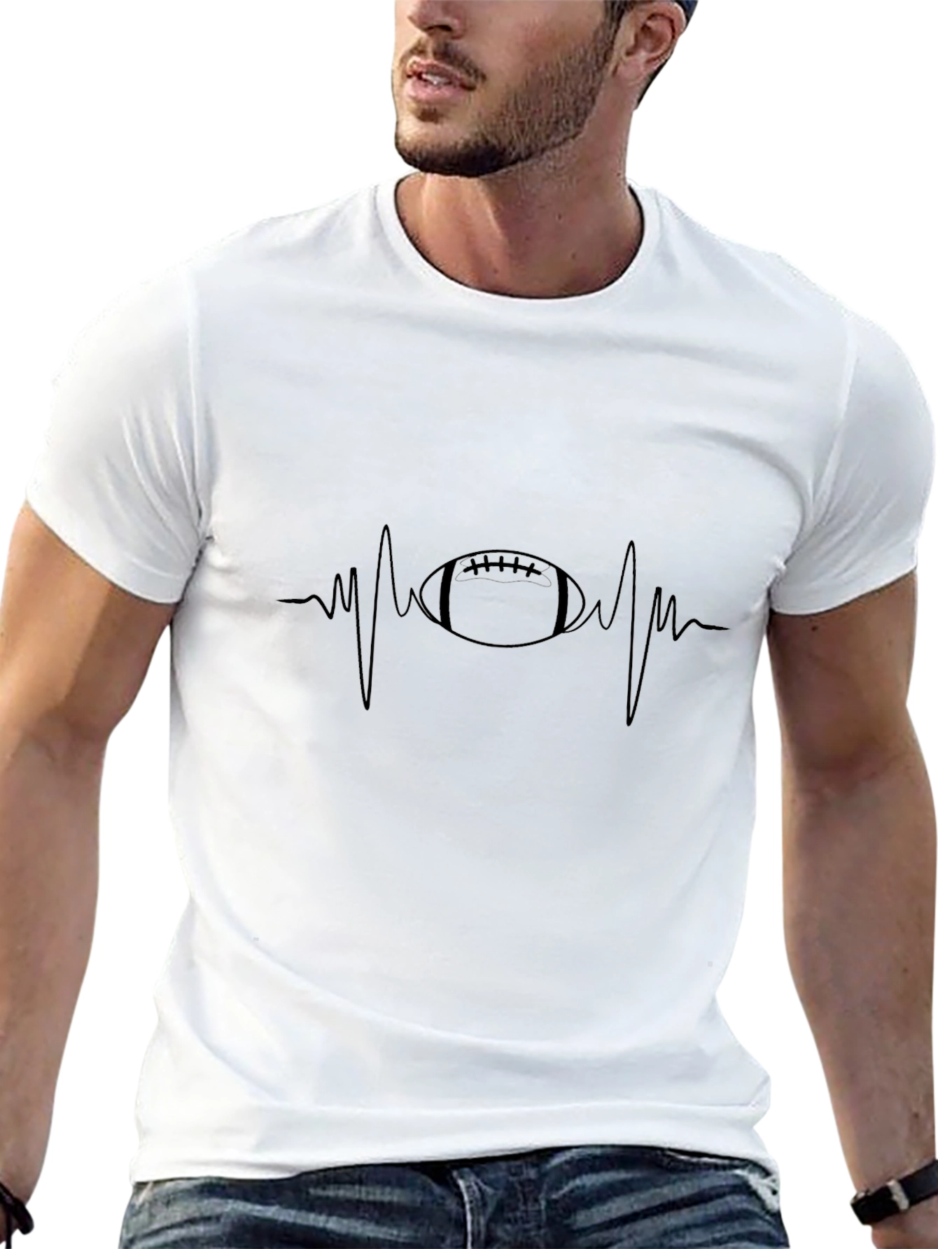 Football Heartbeat T-Shirt - Sports Fan Tee