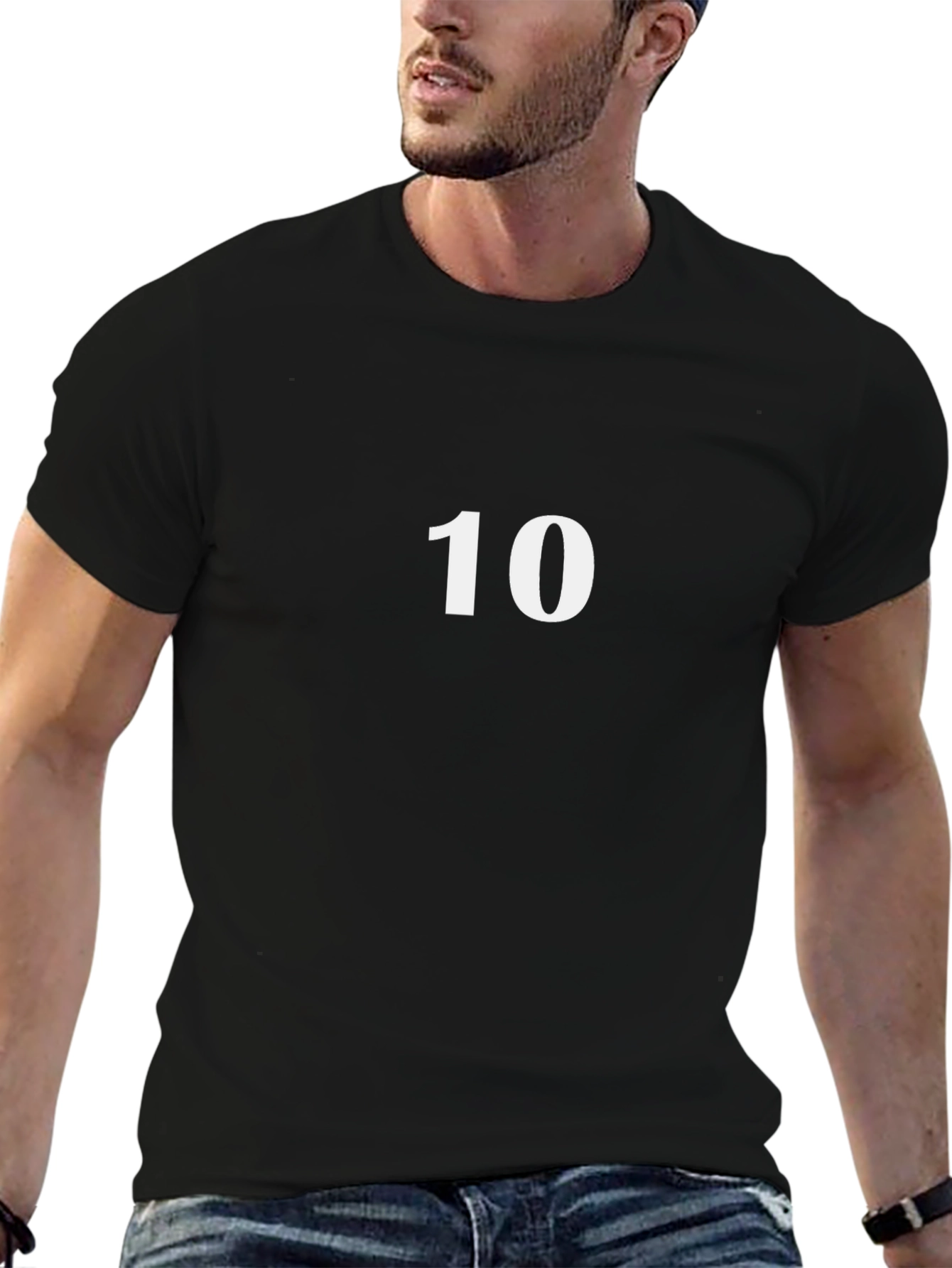 Black T-Shirt with White 10 Graphic