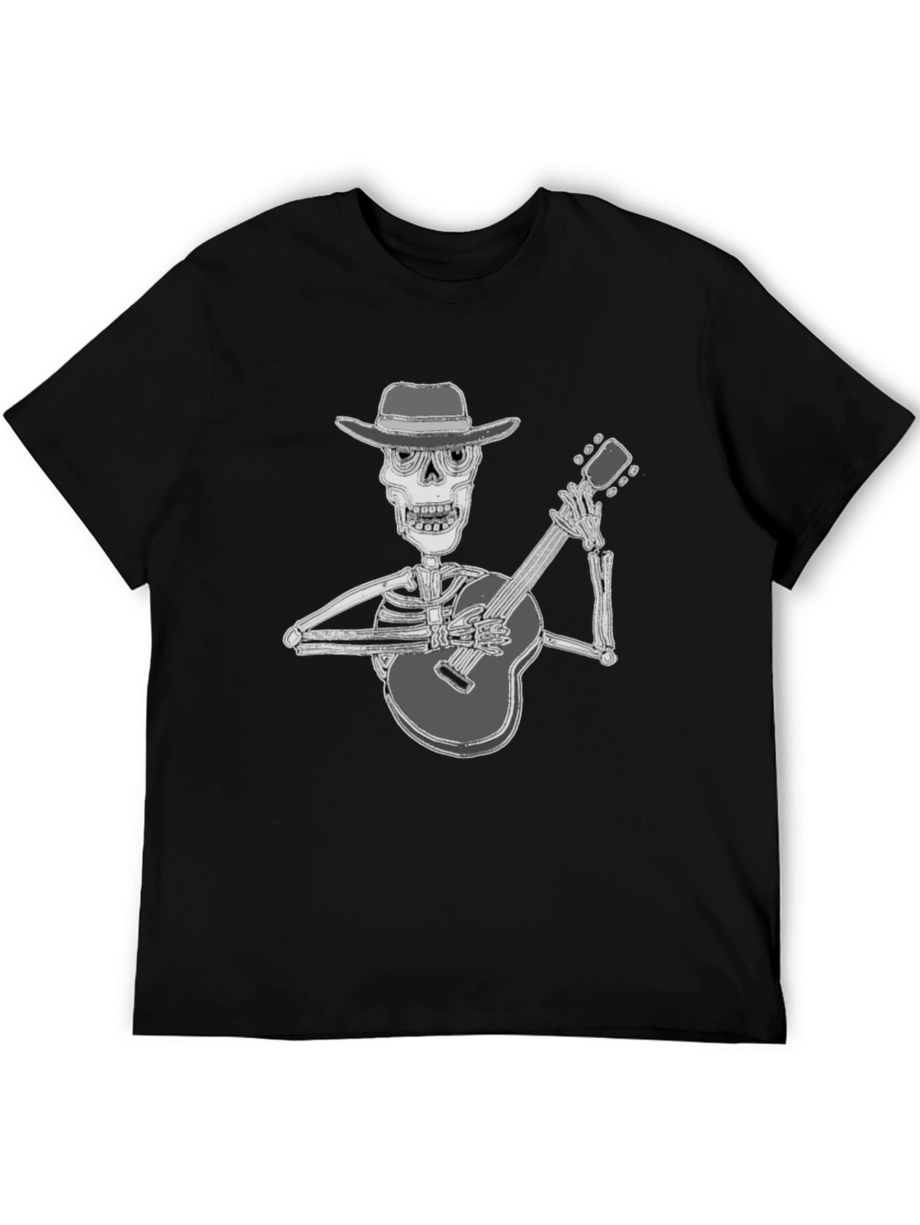 Skeleton Guitarist T-Shirt - Black Graphic Tee