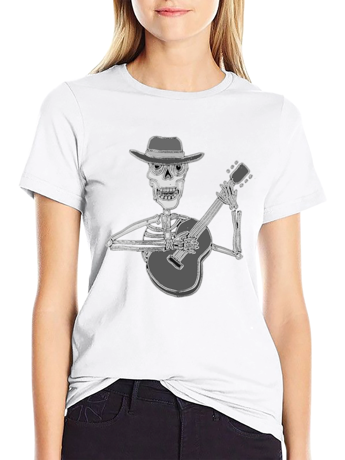 Skeleton Guitarist T-Shirt - Black Graphic Tee