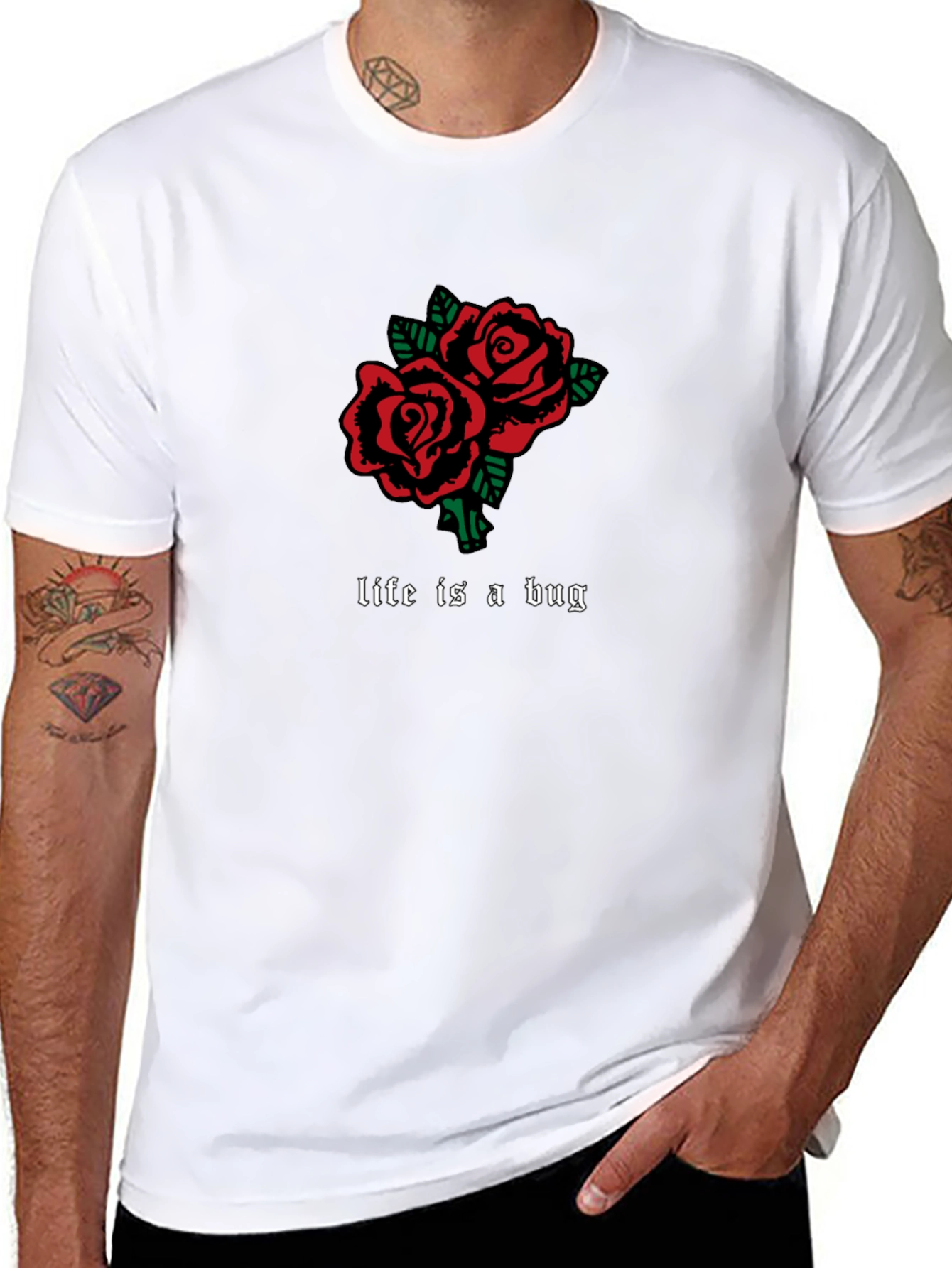Life is a Bug Rose Graphic Tee - Black