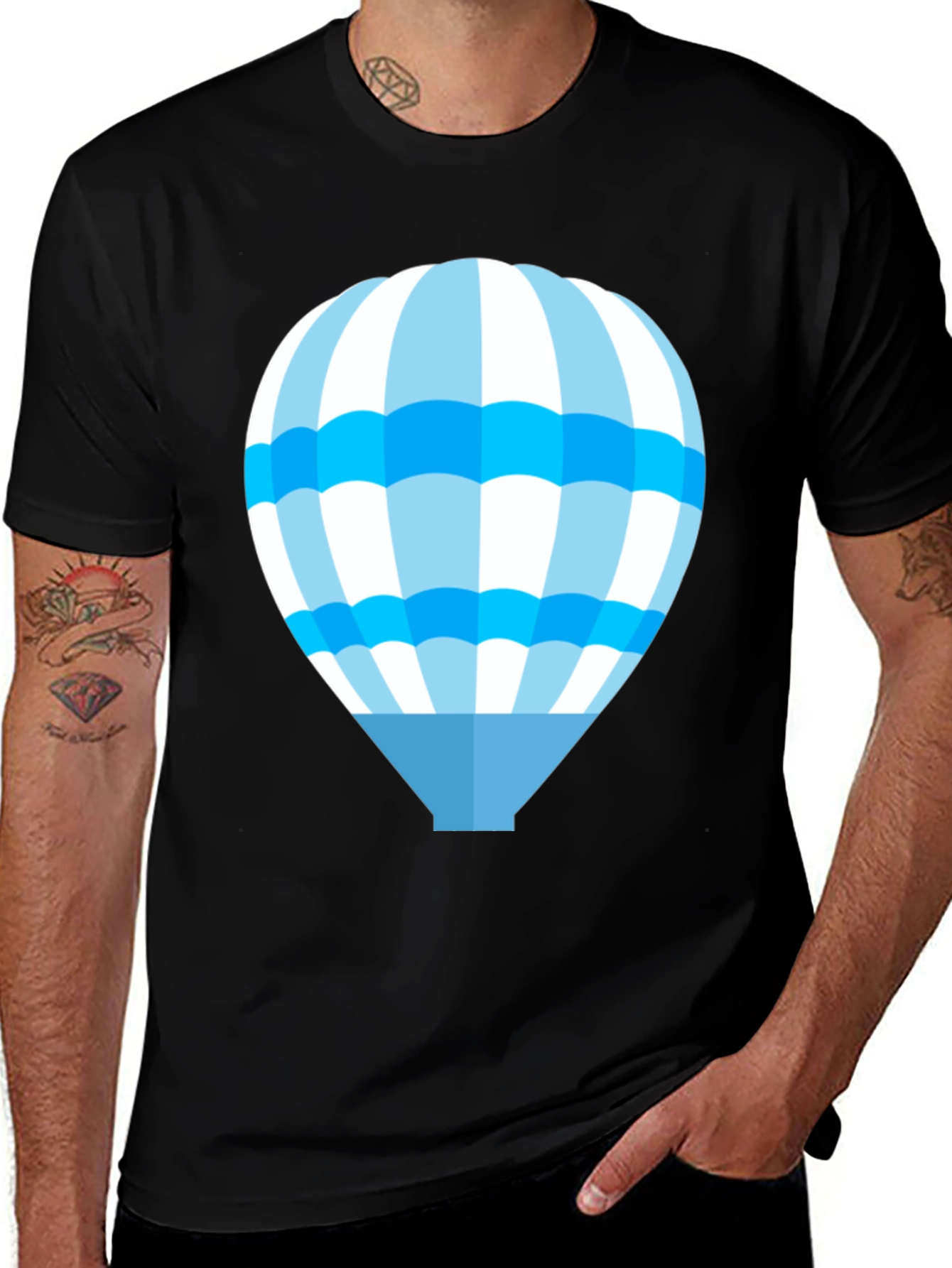 Blue Hot Air Balloon Graphic T-Shirt