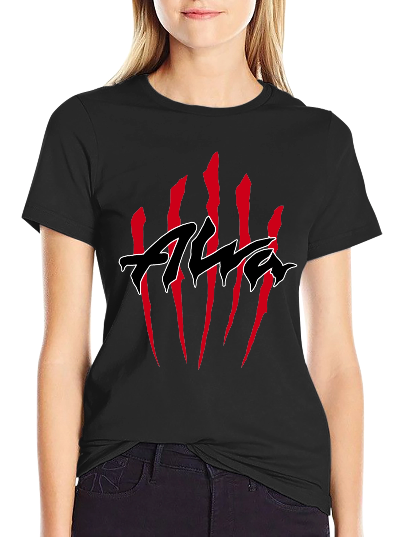 Black T-Shirt with Claw Marks & Edgy Logo