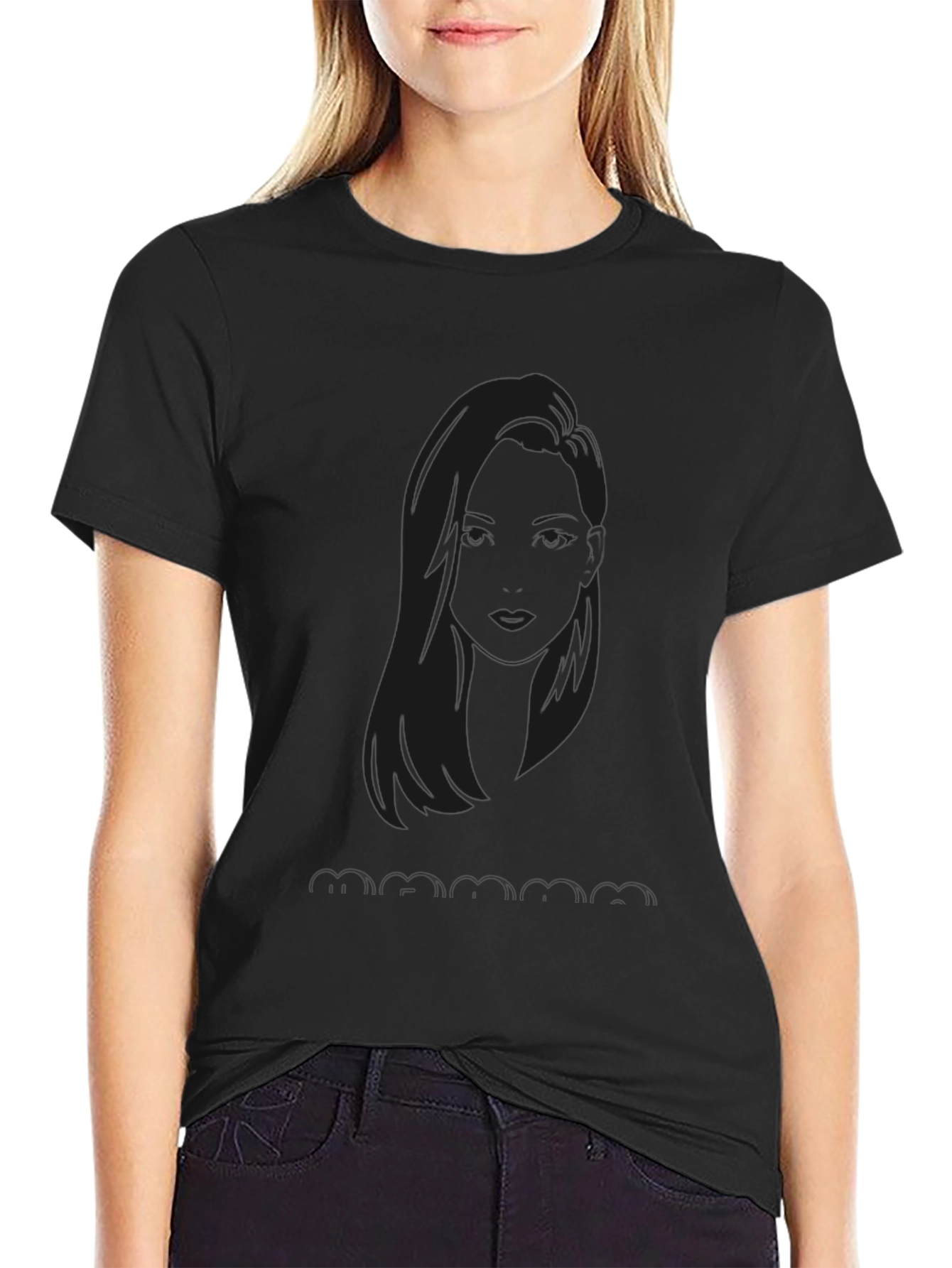Black Graphic Tee - Mamma Mia Silhouette Design