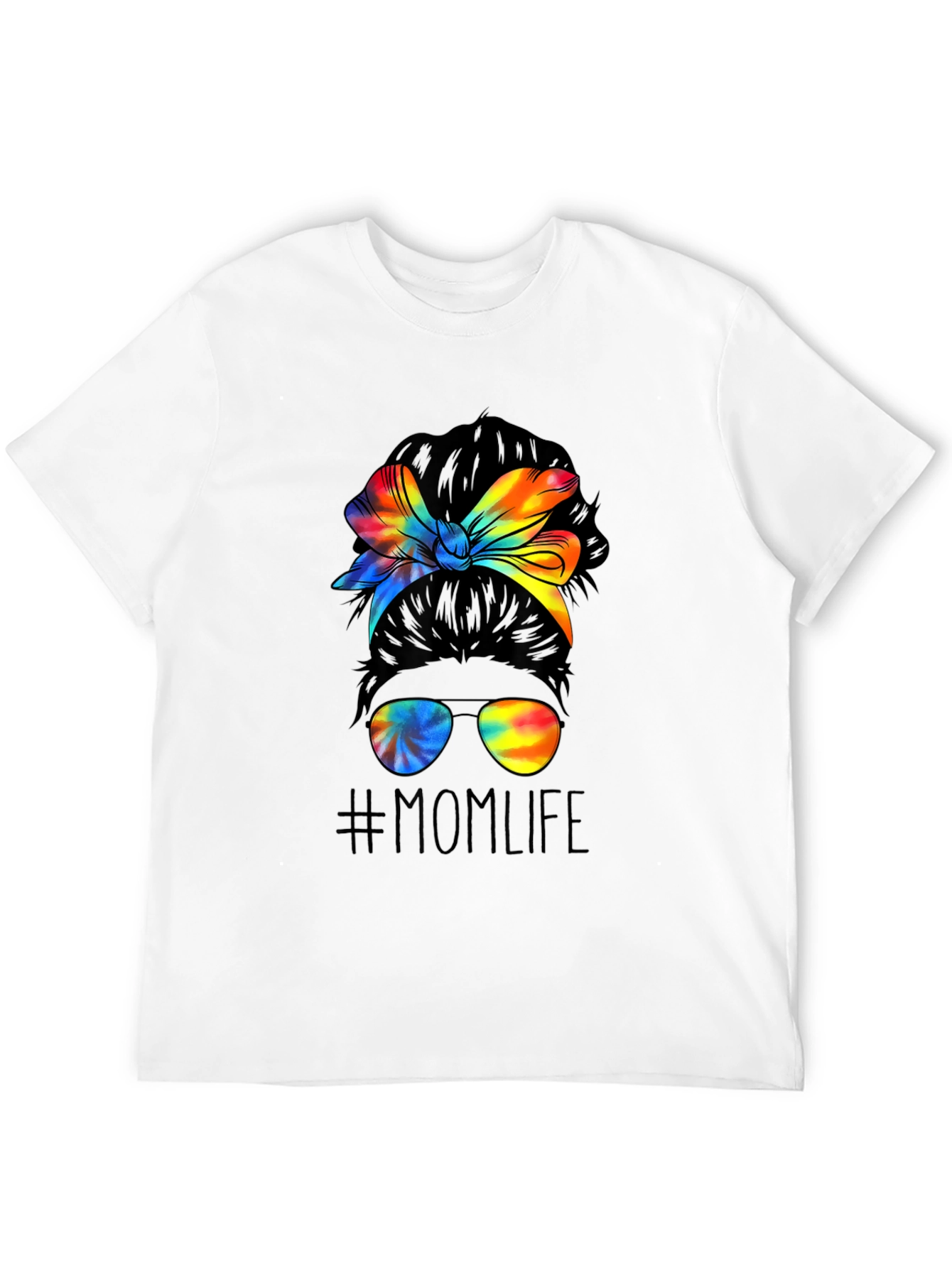 Mom Life Tie Dye Messy Bun Graphic Tee