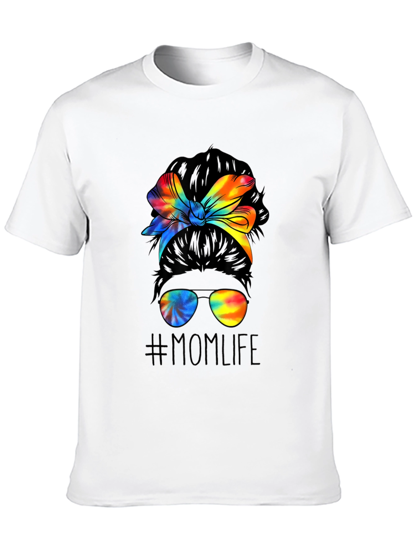 Mom Life Tie Dye Messy Bun Graphic Tee