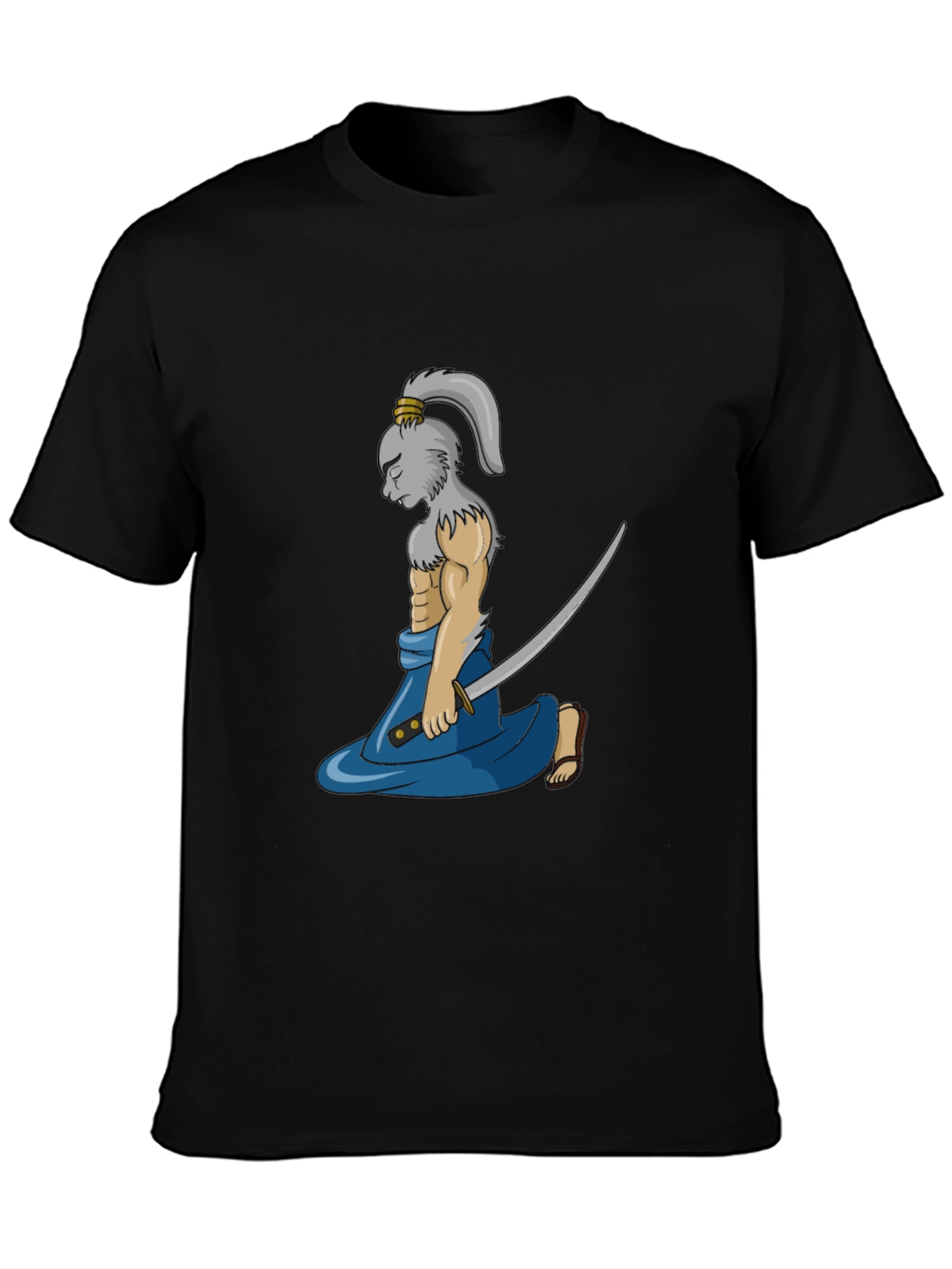 Samurai Rabbit Graphic Tee - Black Cotton Blend