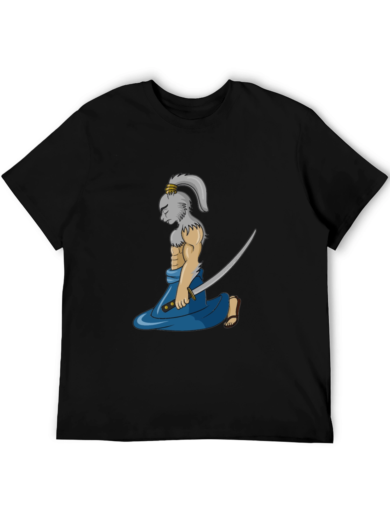 Samurai Rabbit Graphic Tee - Black Cotton Blend