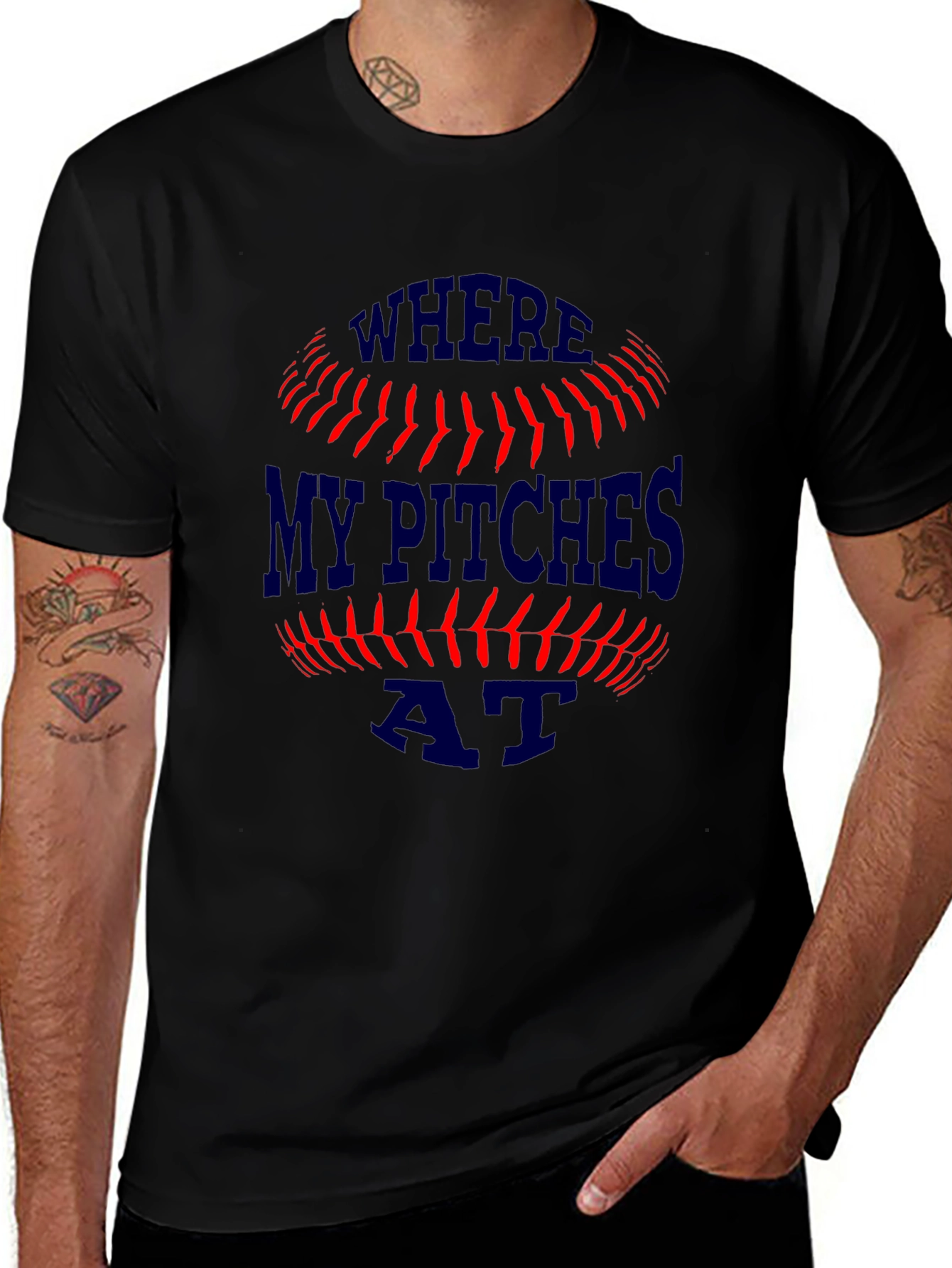 Where My Pitches At? Baseball T-Shirt