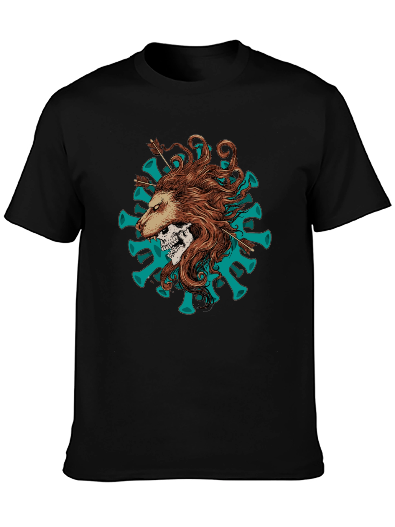 Lion Skull Arrow Black T-Shirt