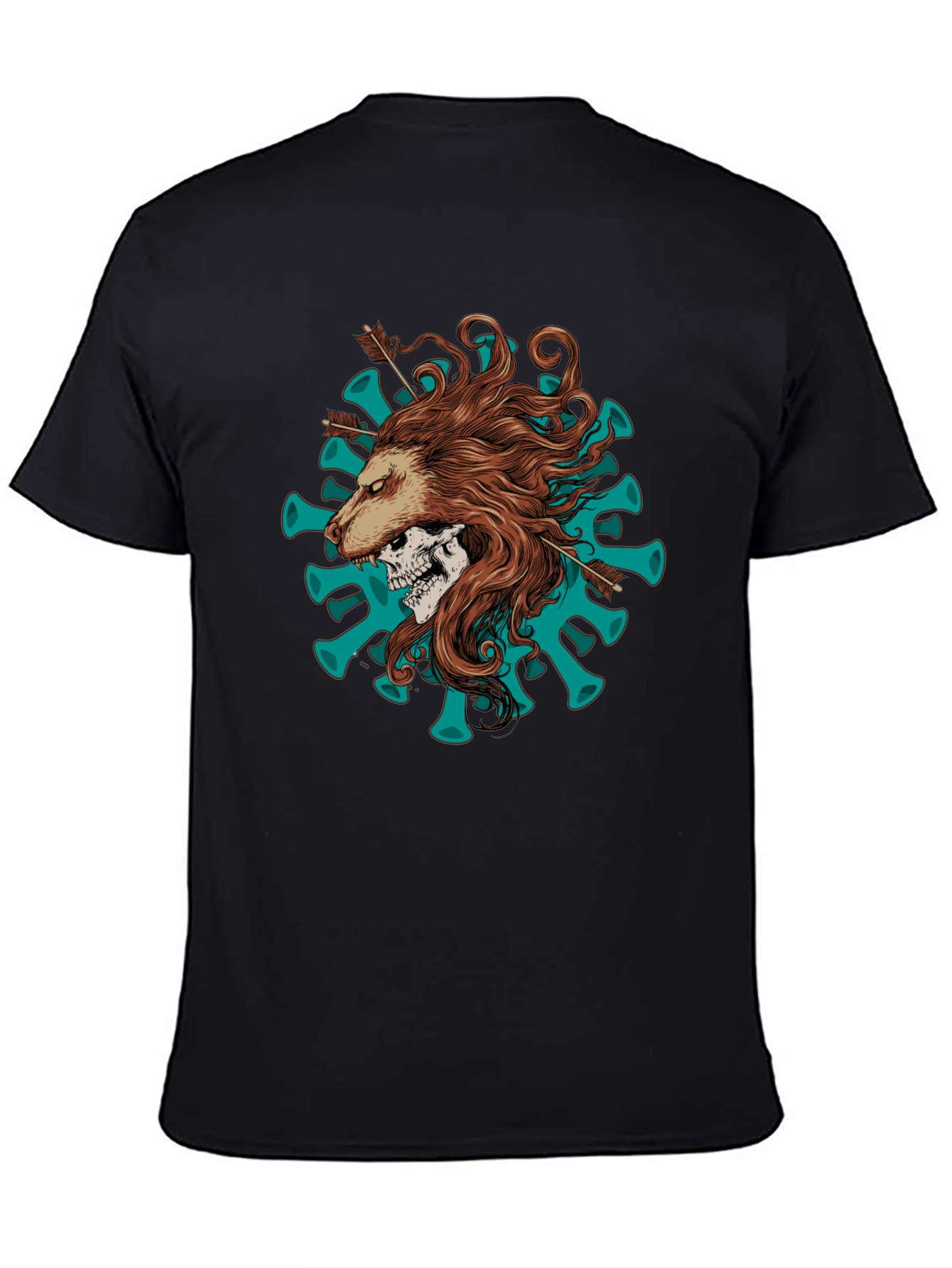 Lion Skull Arrow Black T-Shirt