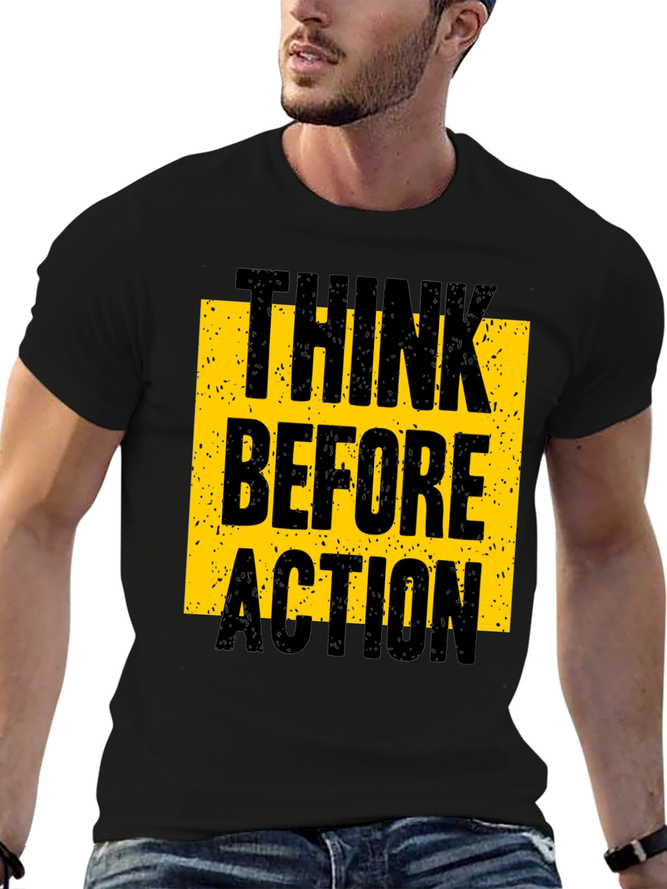 Think Before Action Graphic Tee - Black