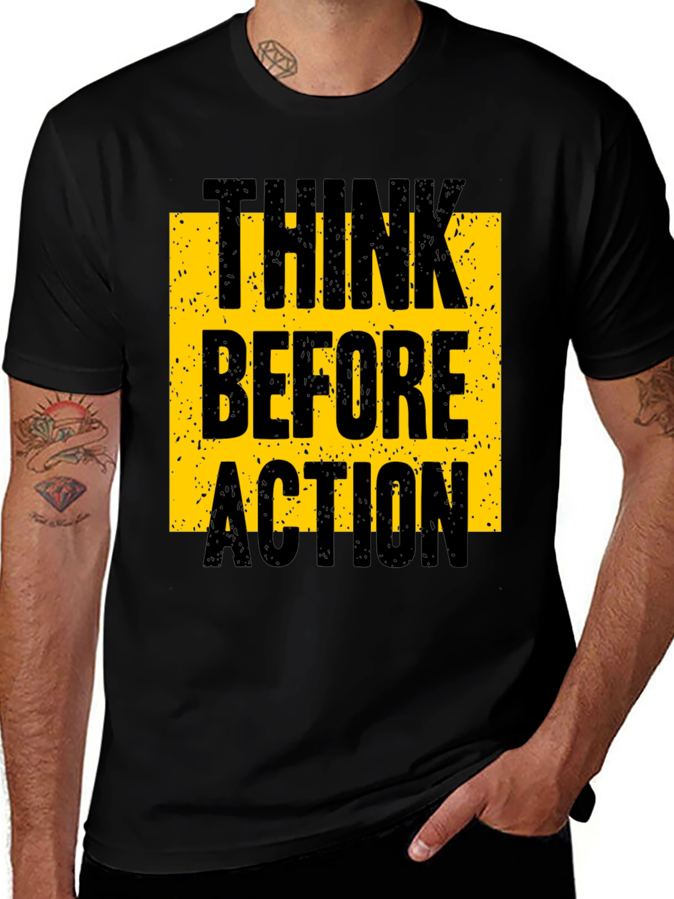Think Before Action Graphic Tee - Black