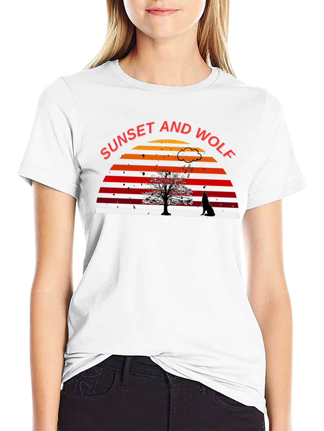 Sunset and Wolf Graphic Tee - Nature Inspired Design