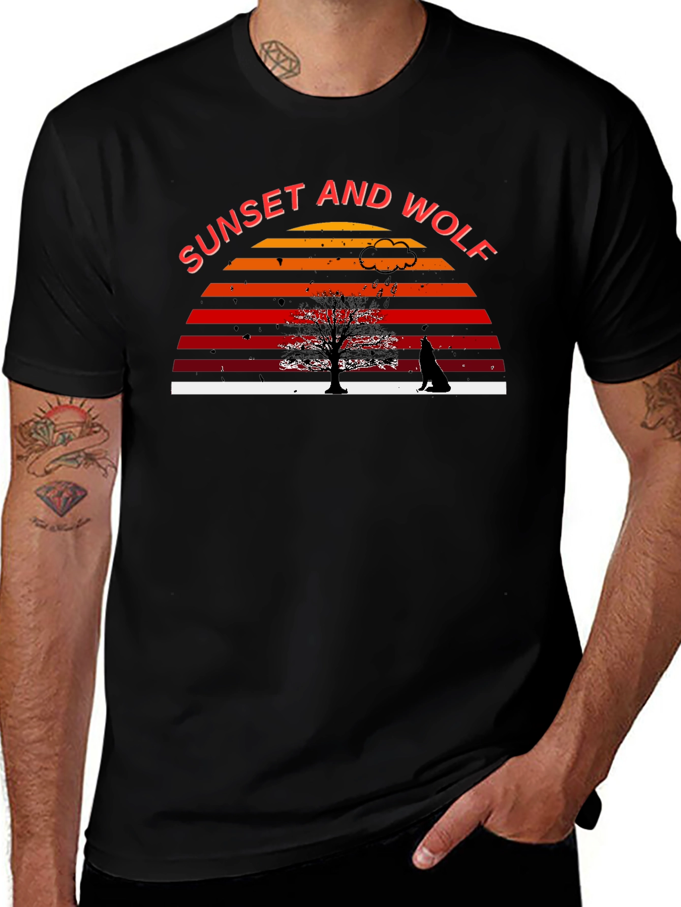 Sunset and Wolf Graphic Tee - Nature Inspired Design