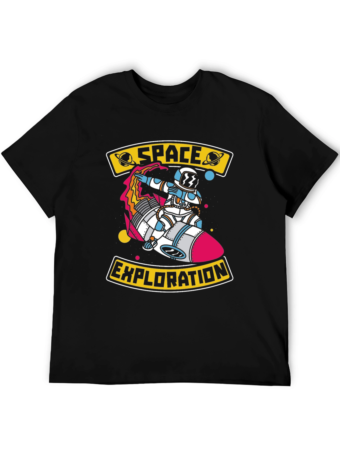 Space Exploration Graphic T-Shirt - Astronaut on Rocket
