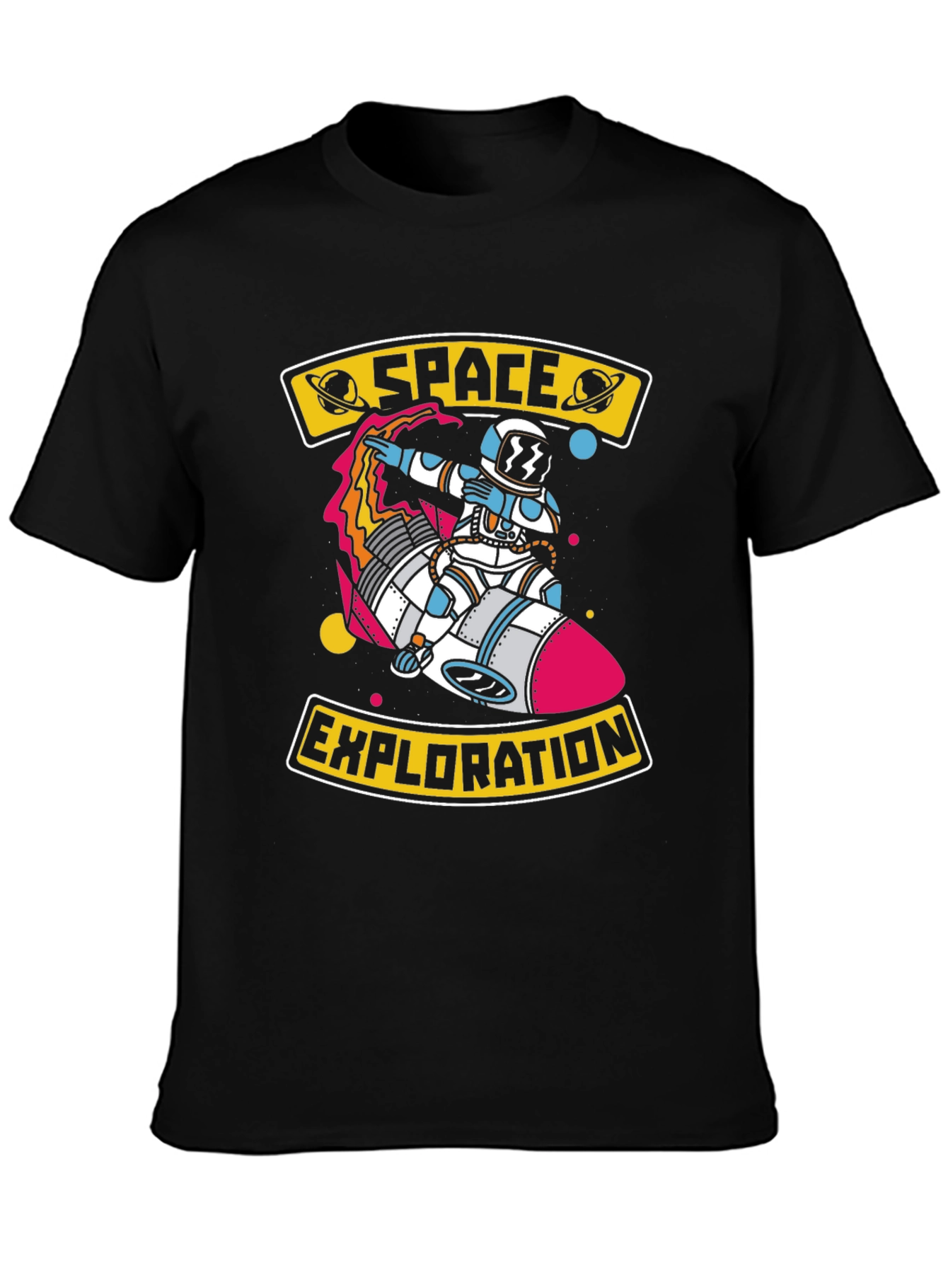 Space Exploration Graphic T-Shirt - Astronaut on Rocket
