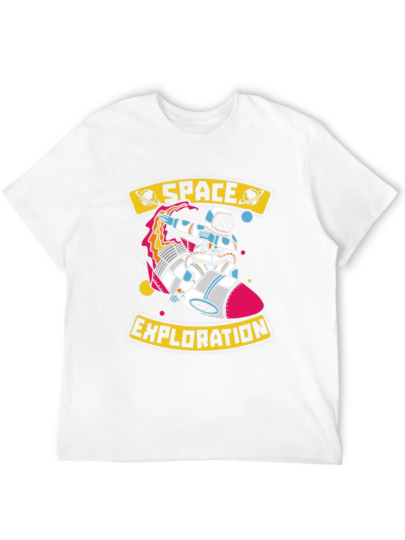 Space Exploration Graphic T-Shirt - Astronaut on Rocket