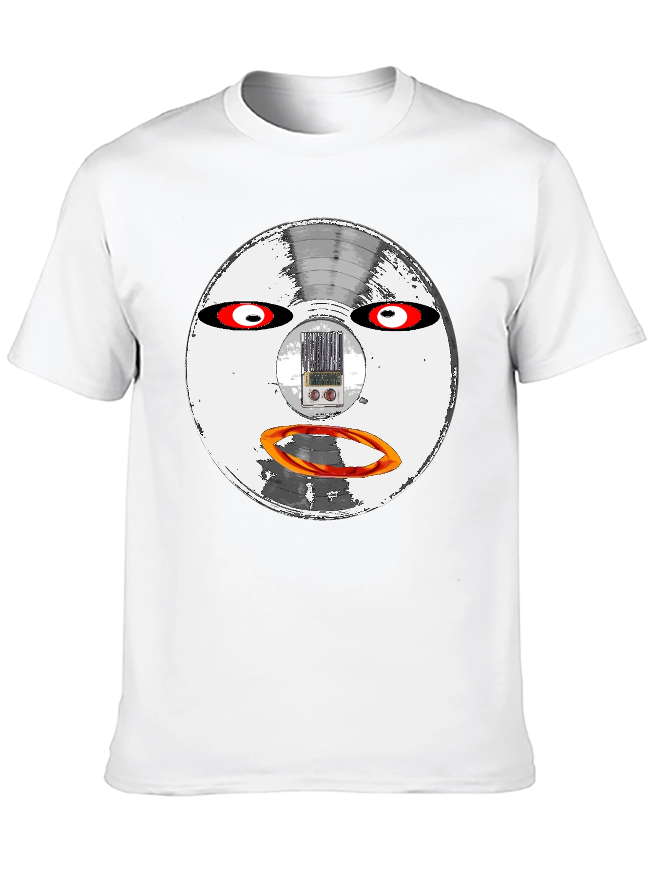 Retro Robot Face Black T-Shirt