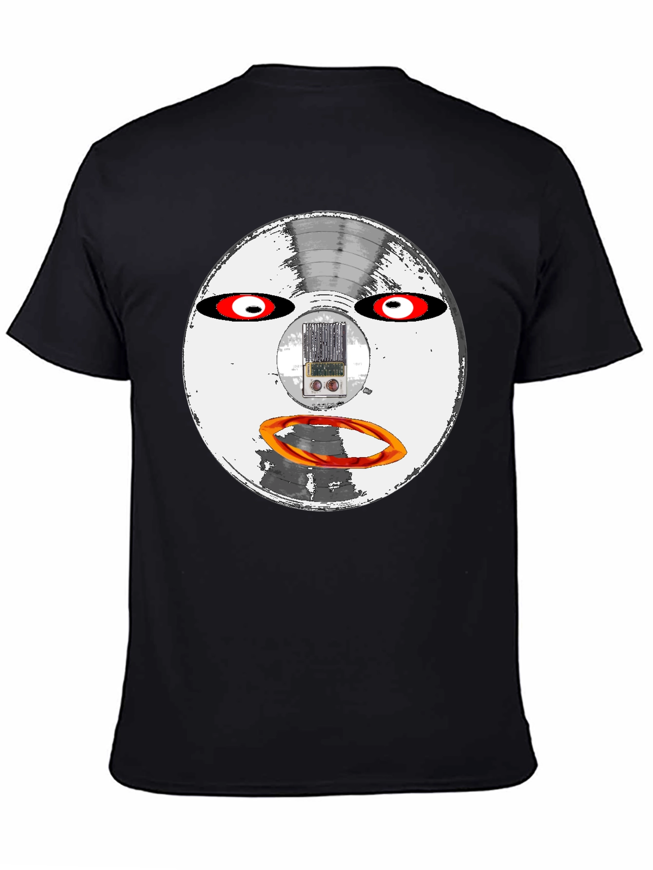Retro Robot Face Black T-Shirt