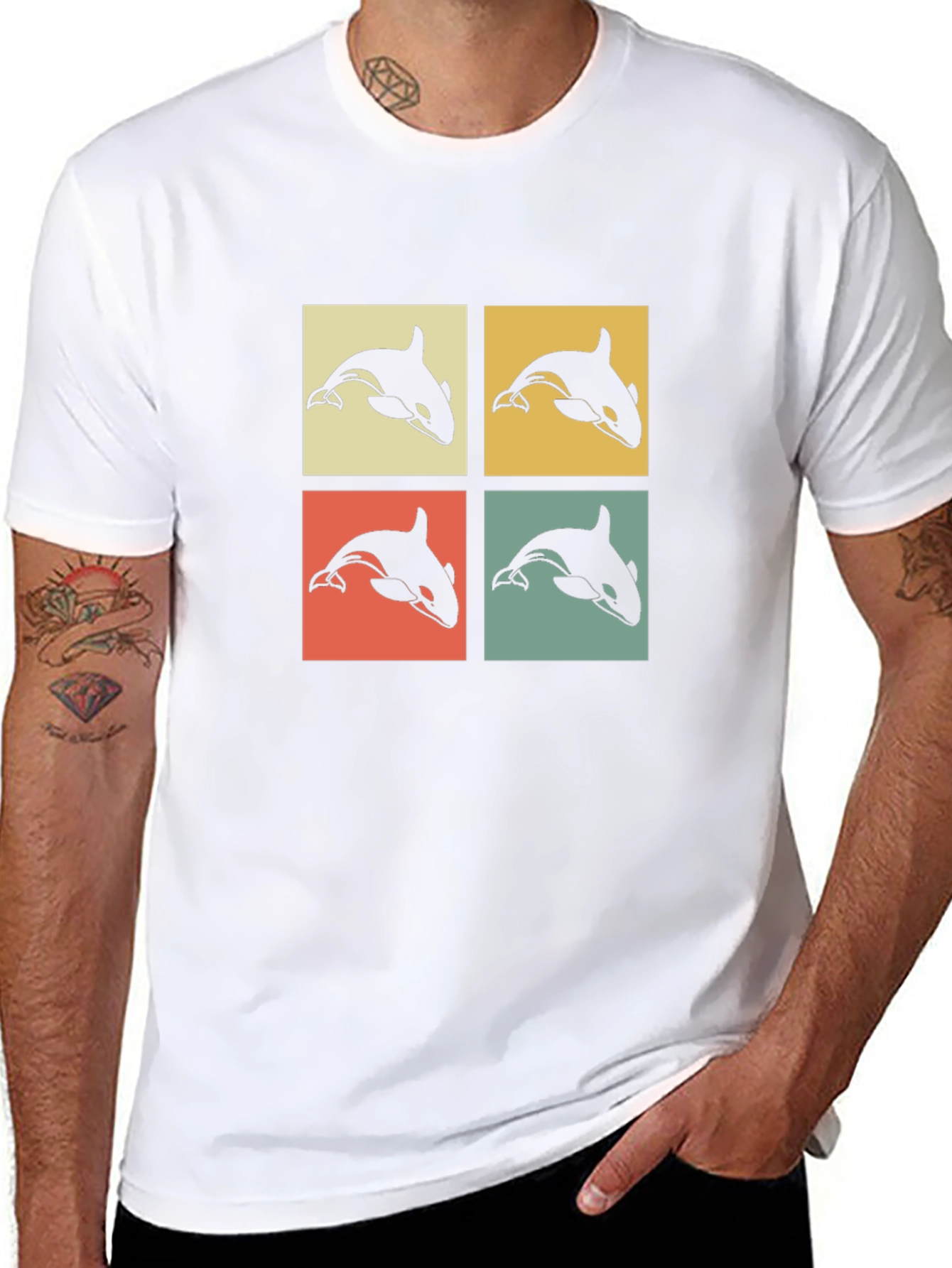 Retro Orca Pop Art Graphic T-Shirt