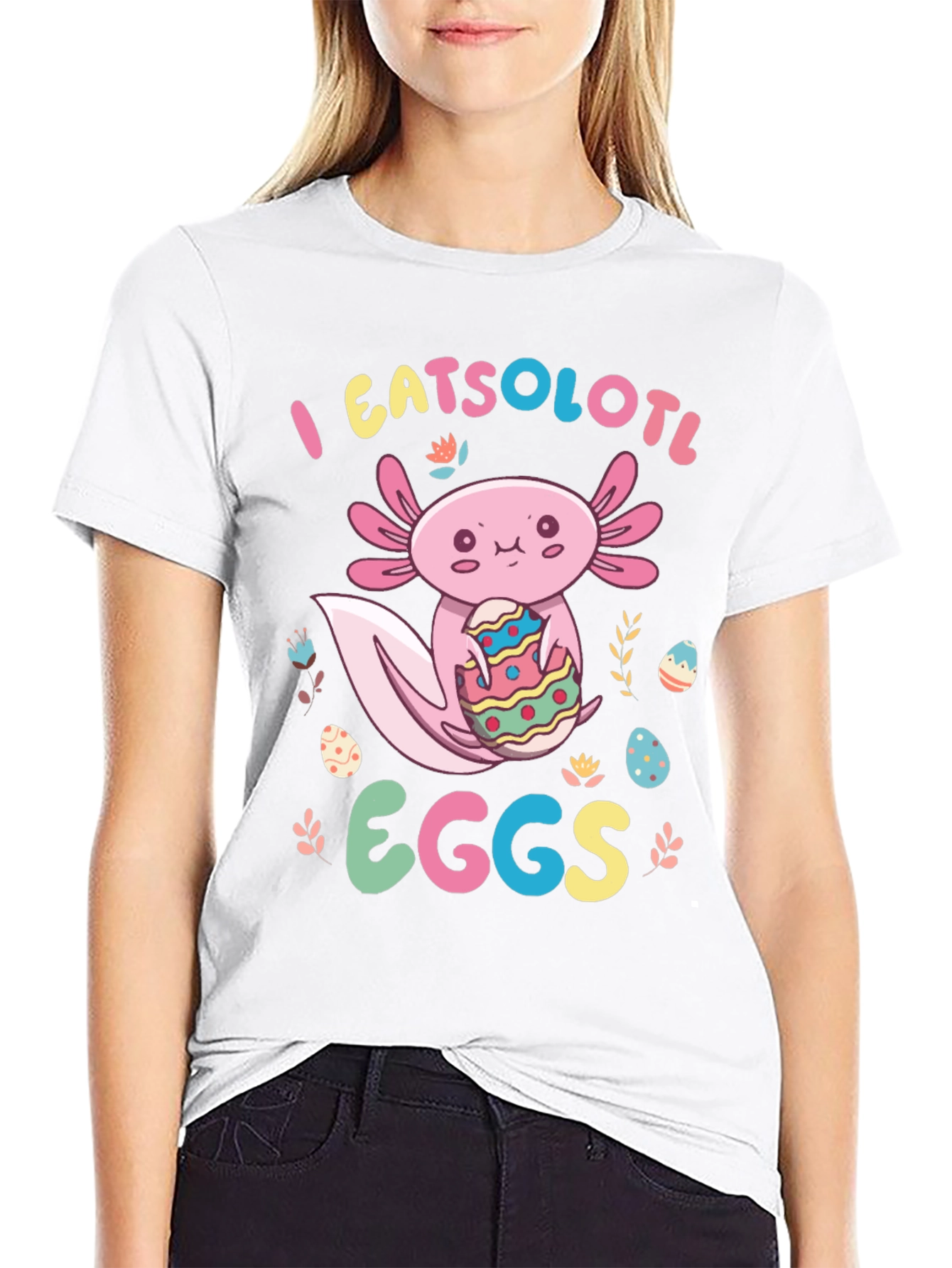 Axolotl Easter Egg T-Shirt - Cute Kawaii Design