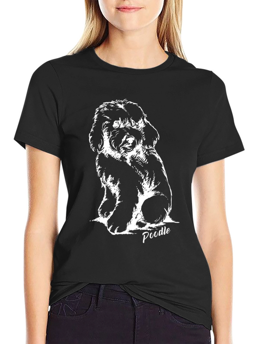 Poodle Sketch Black T-Shirt