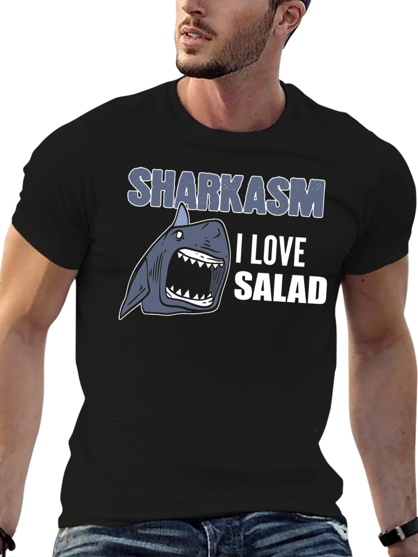 Sharkasm I Love Salad Mens T-Shirt