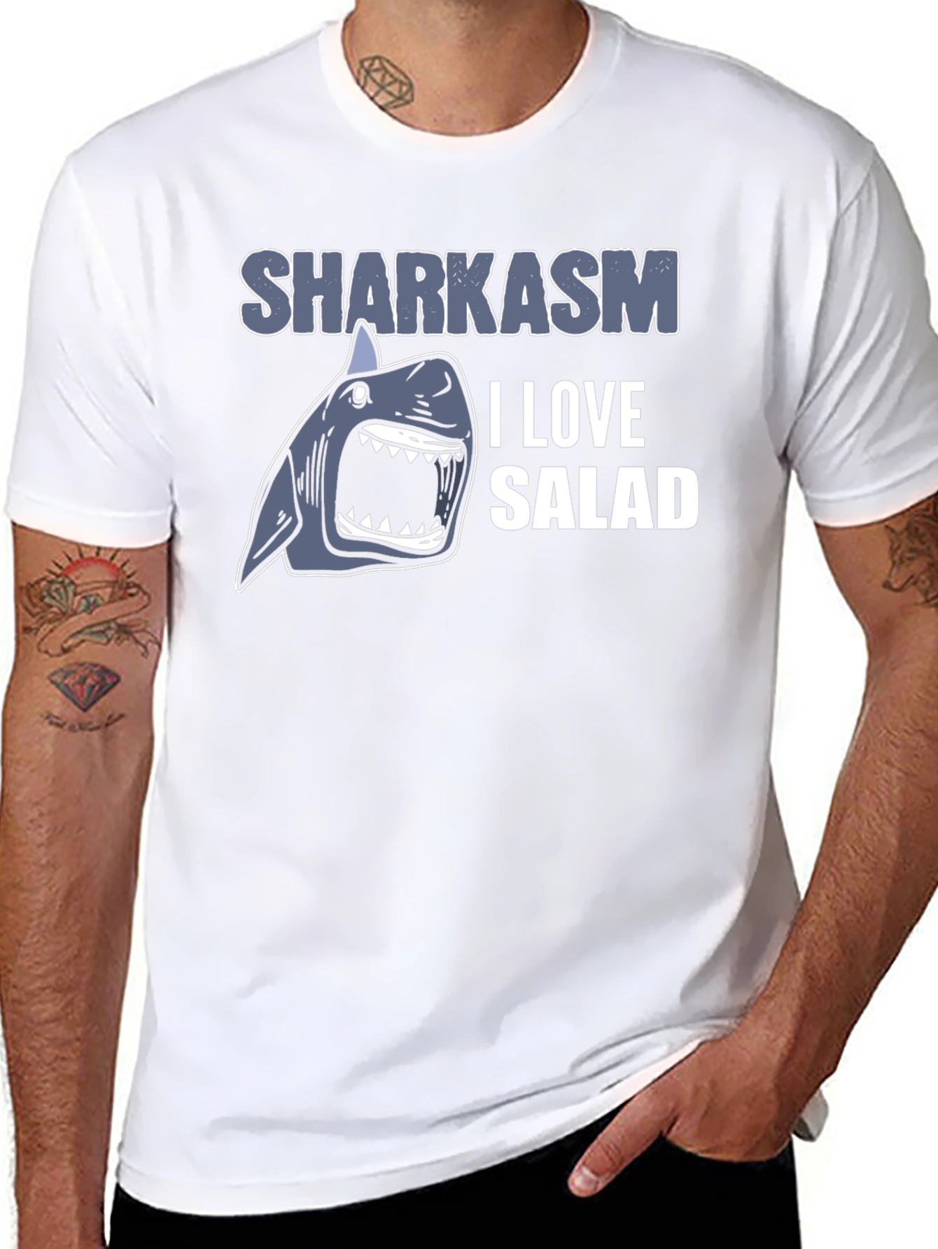 Sharkasm I Love Salad Mens T-Shirt