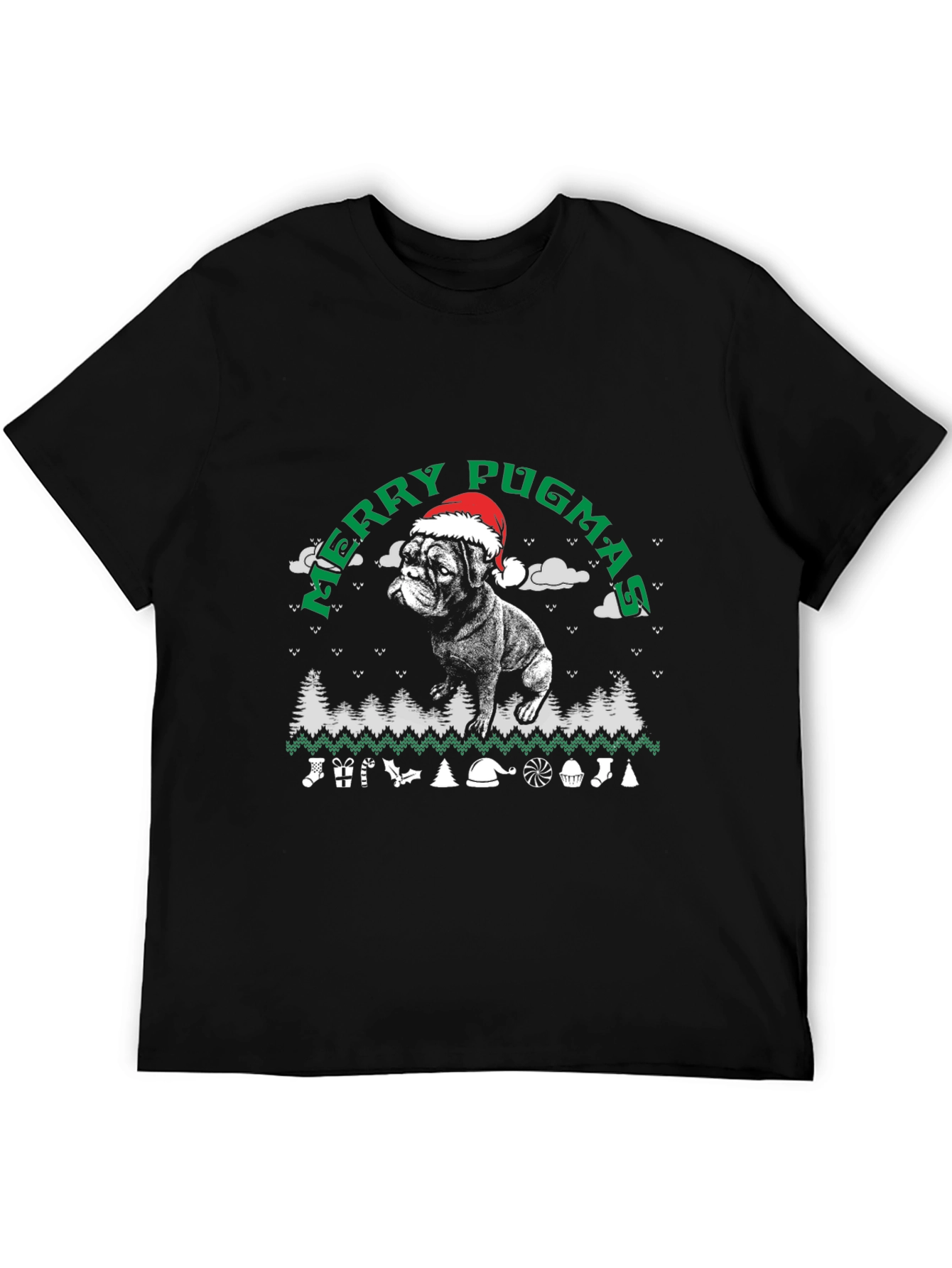 Merry Pugmas T-Shirt: Ugly Christmas Sweater Dog Lover Tee