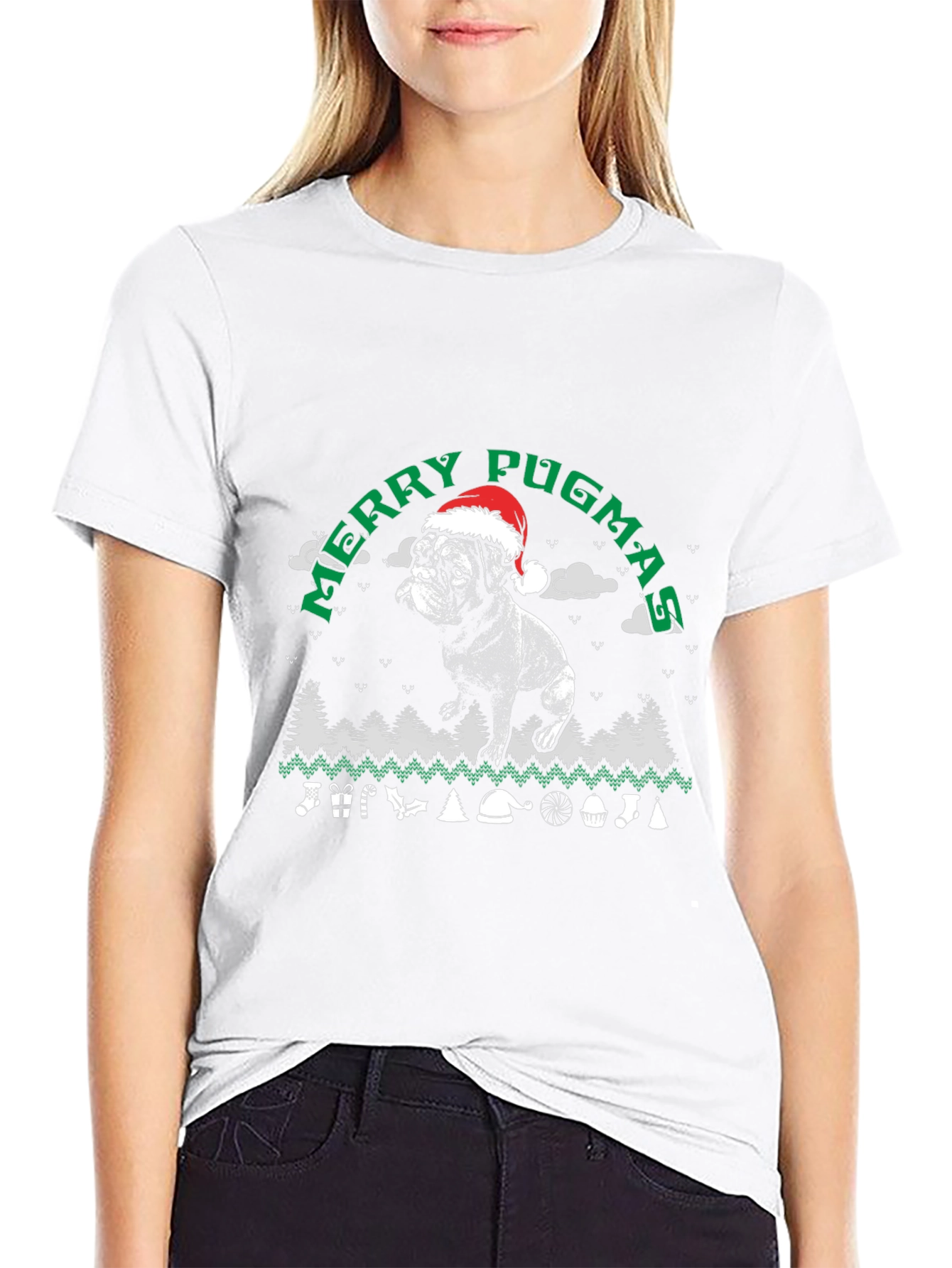 Merry Pugmas T-Shirt: Ugly Christmas Sweater Dog Lover Tee