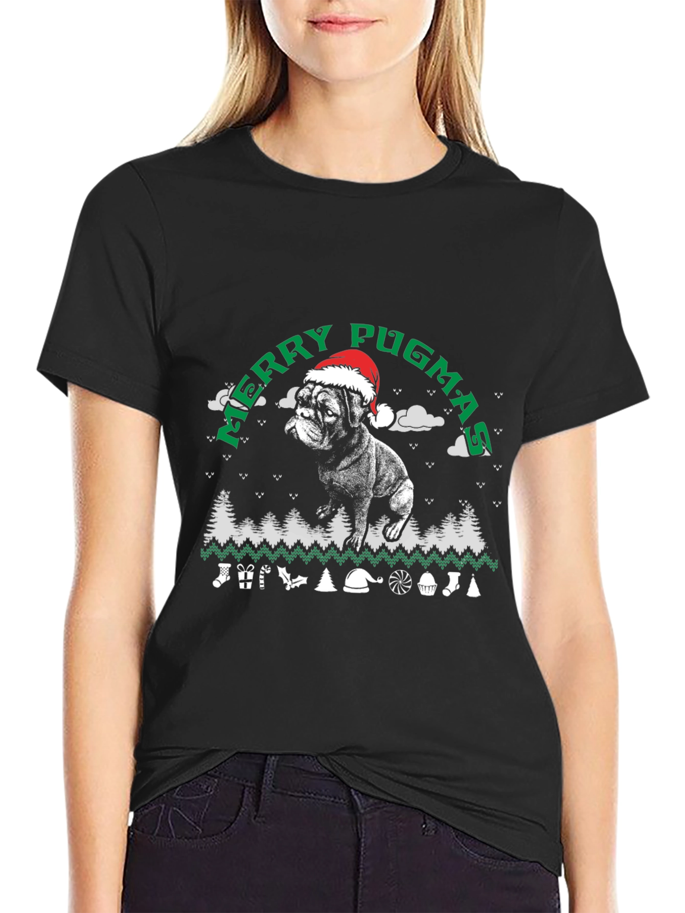 Merry Pugmas T-Shirt: Ugly Christmas Sweater Dog Lover Tee