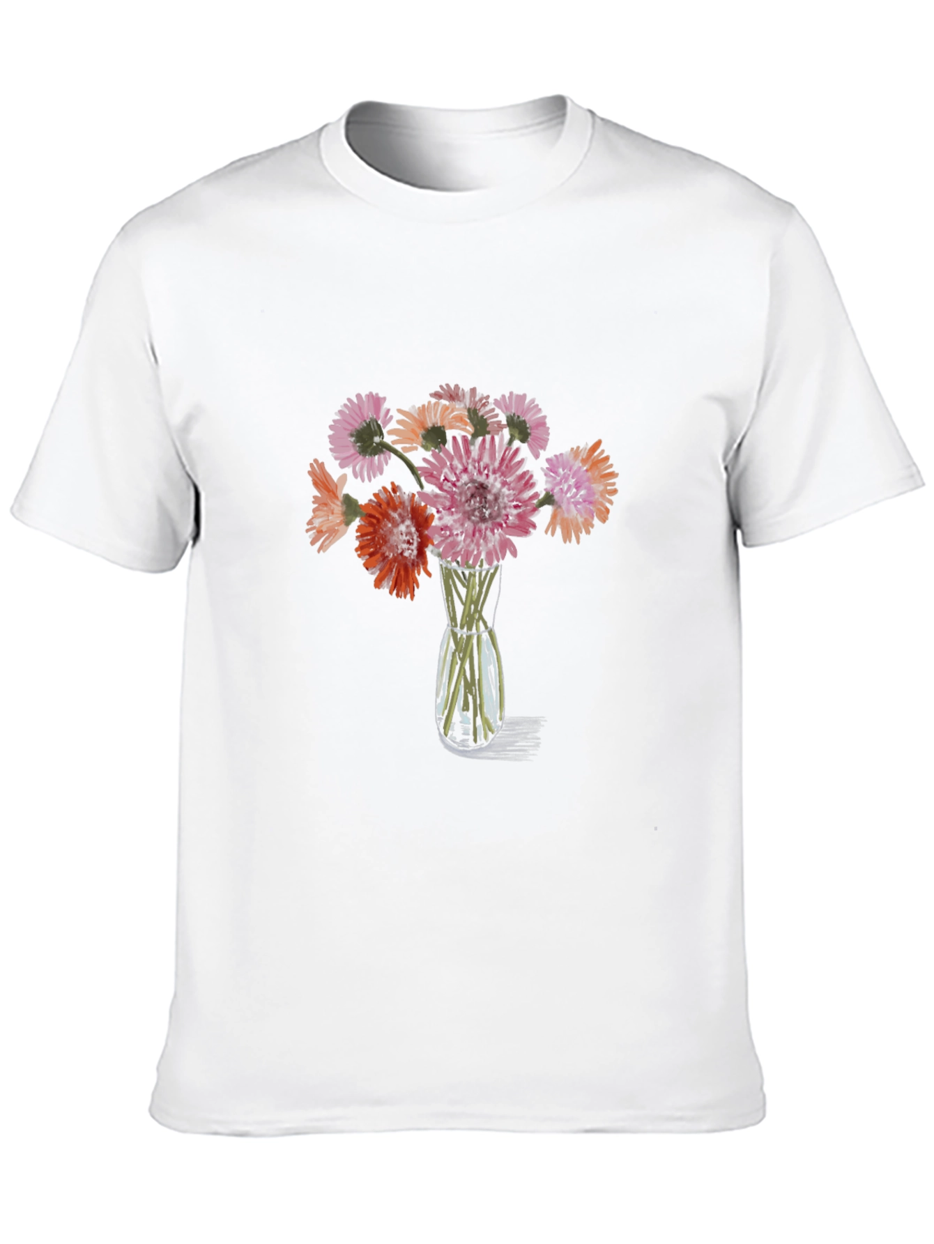 Floral Vase Graphic Tee - Casual Style
