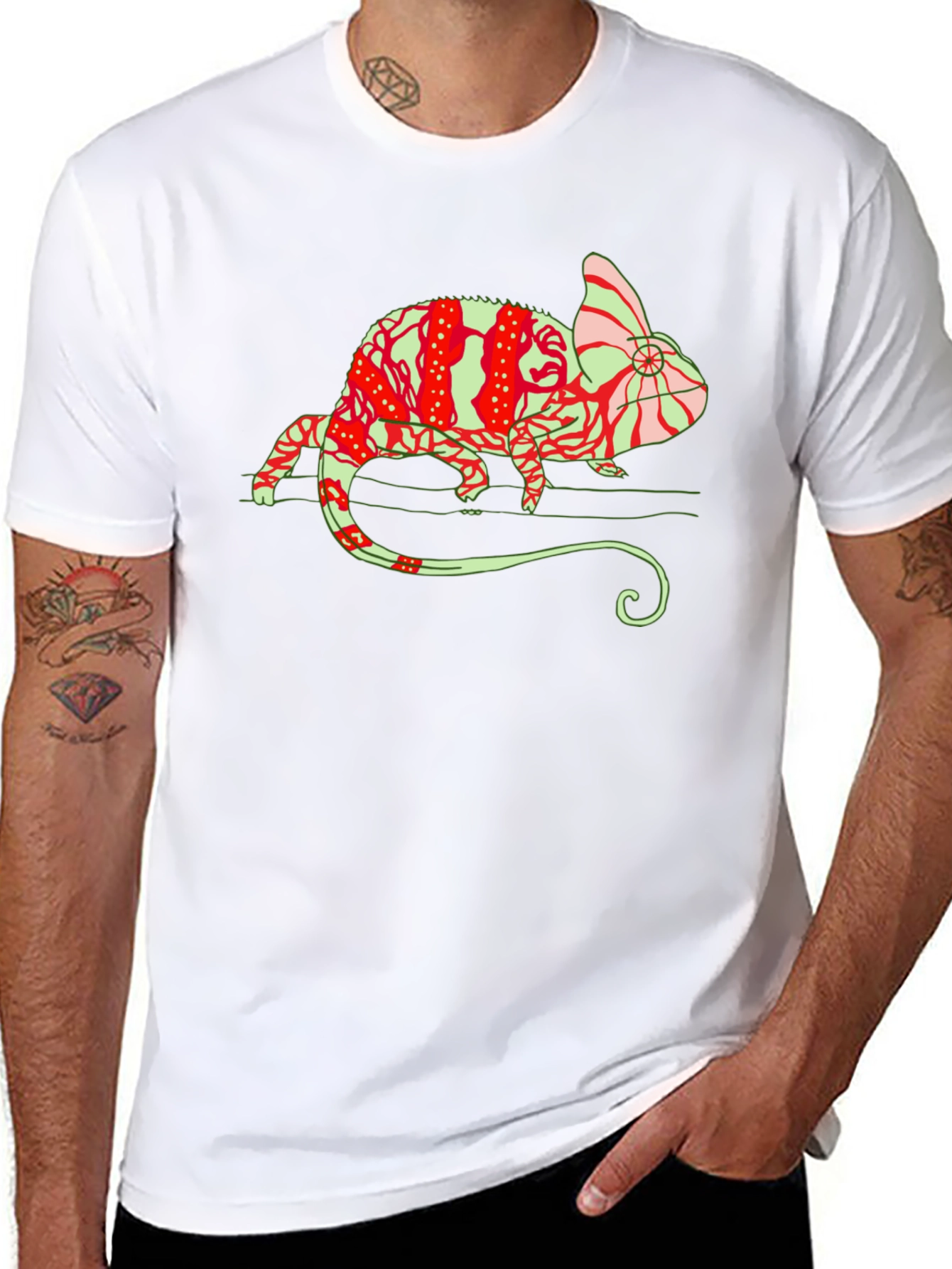 Chameleon Graphic Tee - Unique Animal Print