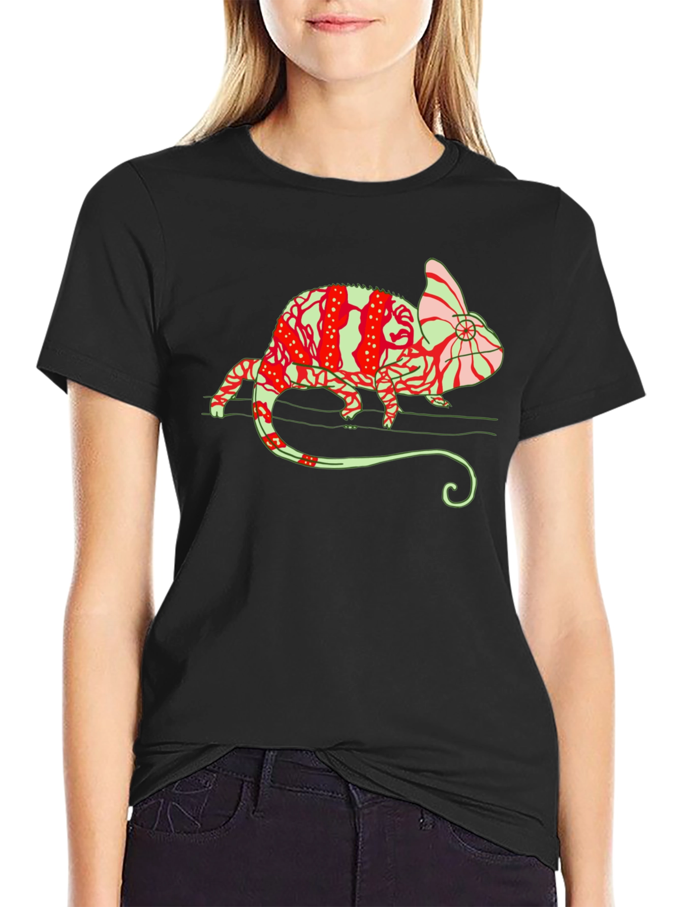 Chameleon Graphic Tee - Unique Animal Print