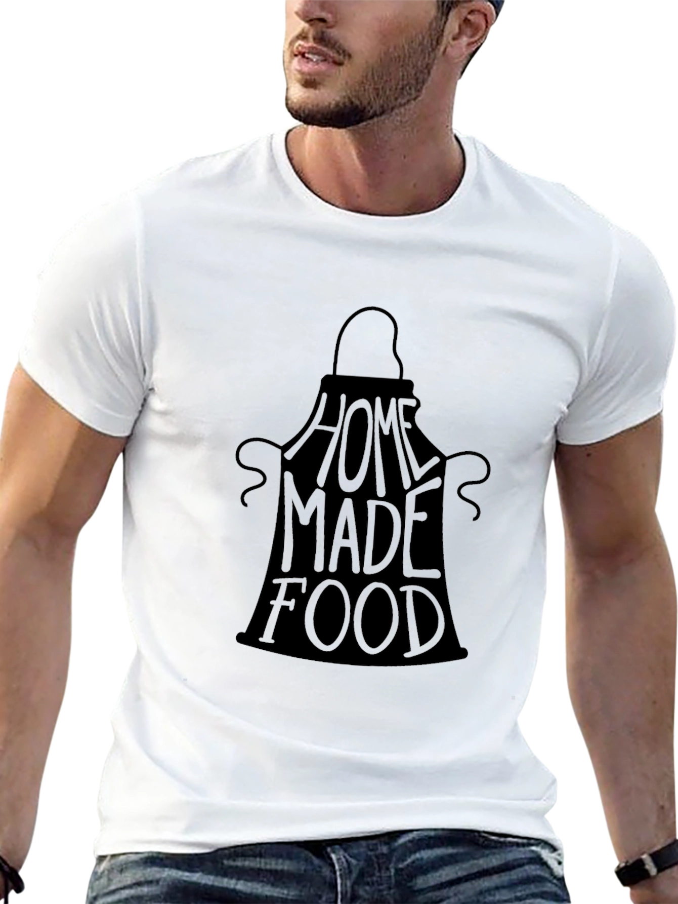 Home Made Food Graphic T-Shirt Black Crew Neck Tee