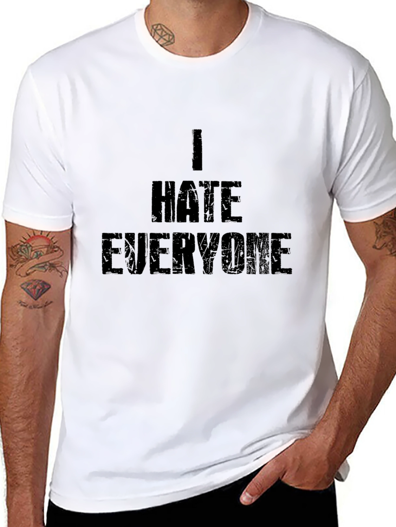 I Hate Everyone Graphic Tee - Black Cotton Blend