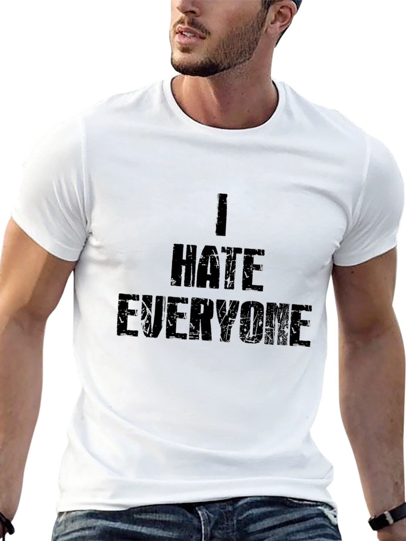 I Hate Everyone Graphic Tee - Black Cotton Blend