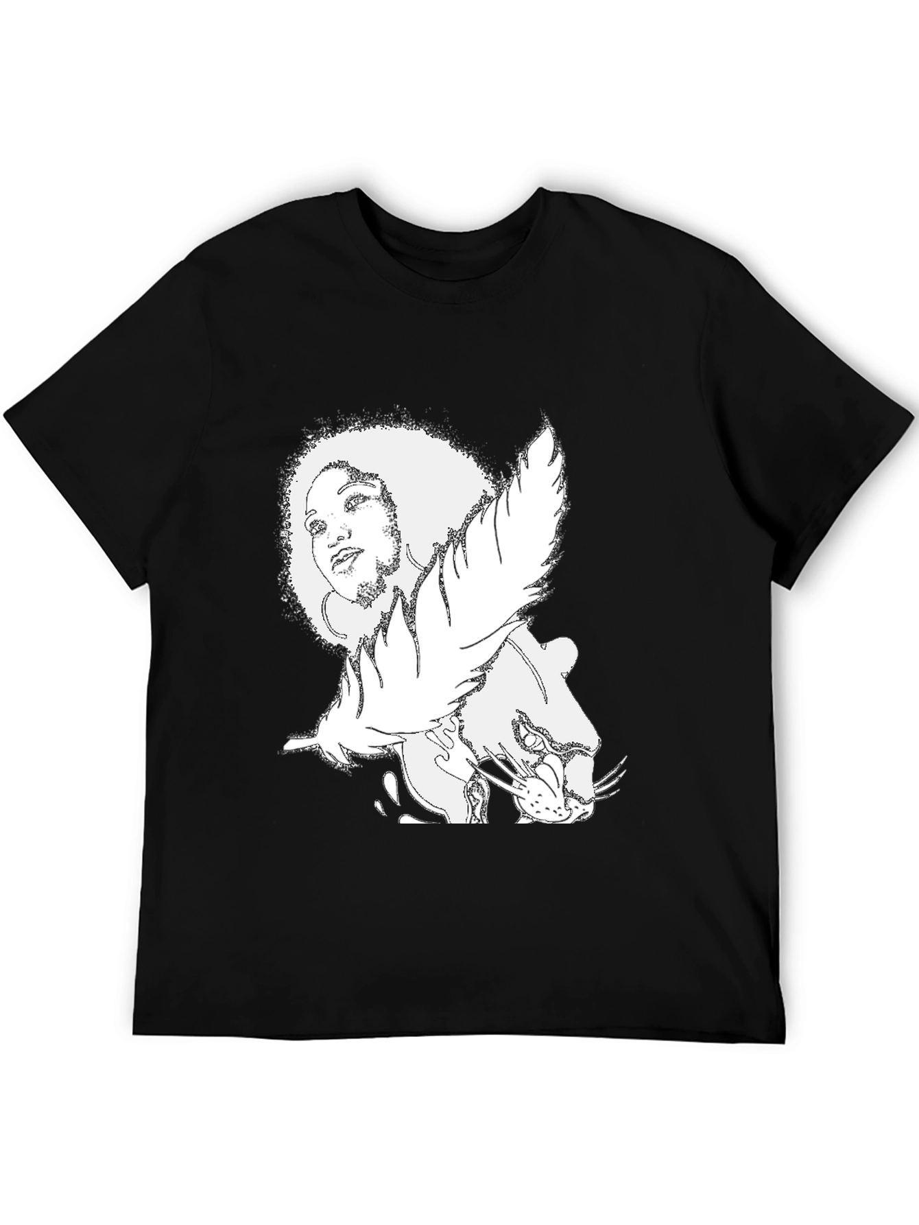 Afro Woman & Panther Graphic Tee - Black