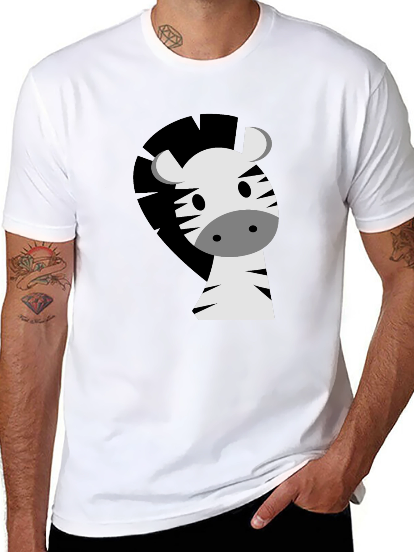 Zebra Graphic Tee - Cute Cartoon Animal T-Shirt