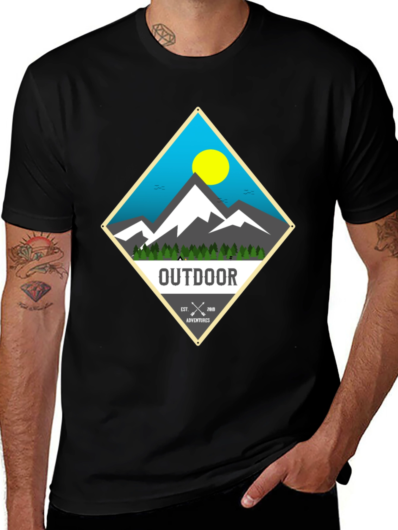 Outdoor Adventure Graphic Tee - Mens Black T-Shirt
