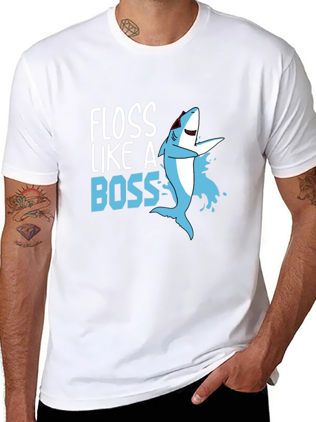 Floss Like A Boss Shark Graphic T-Shirt