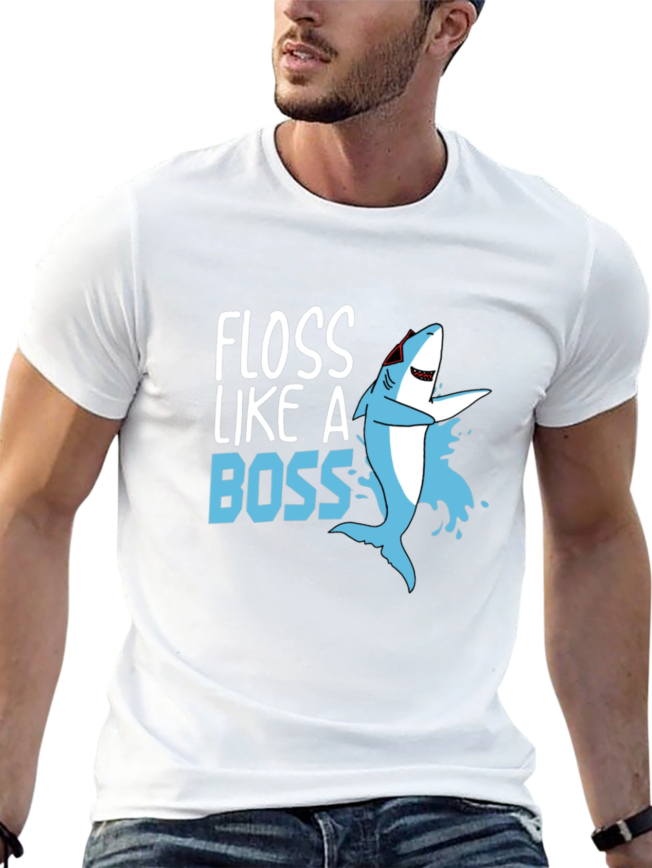 Floss Like A Boss Shark Graphic T-Shirt