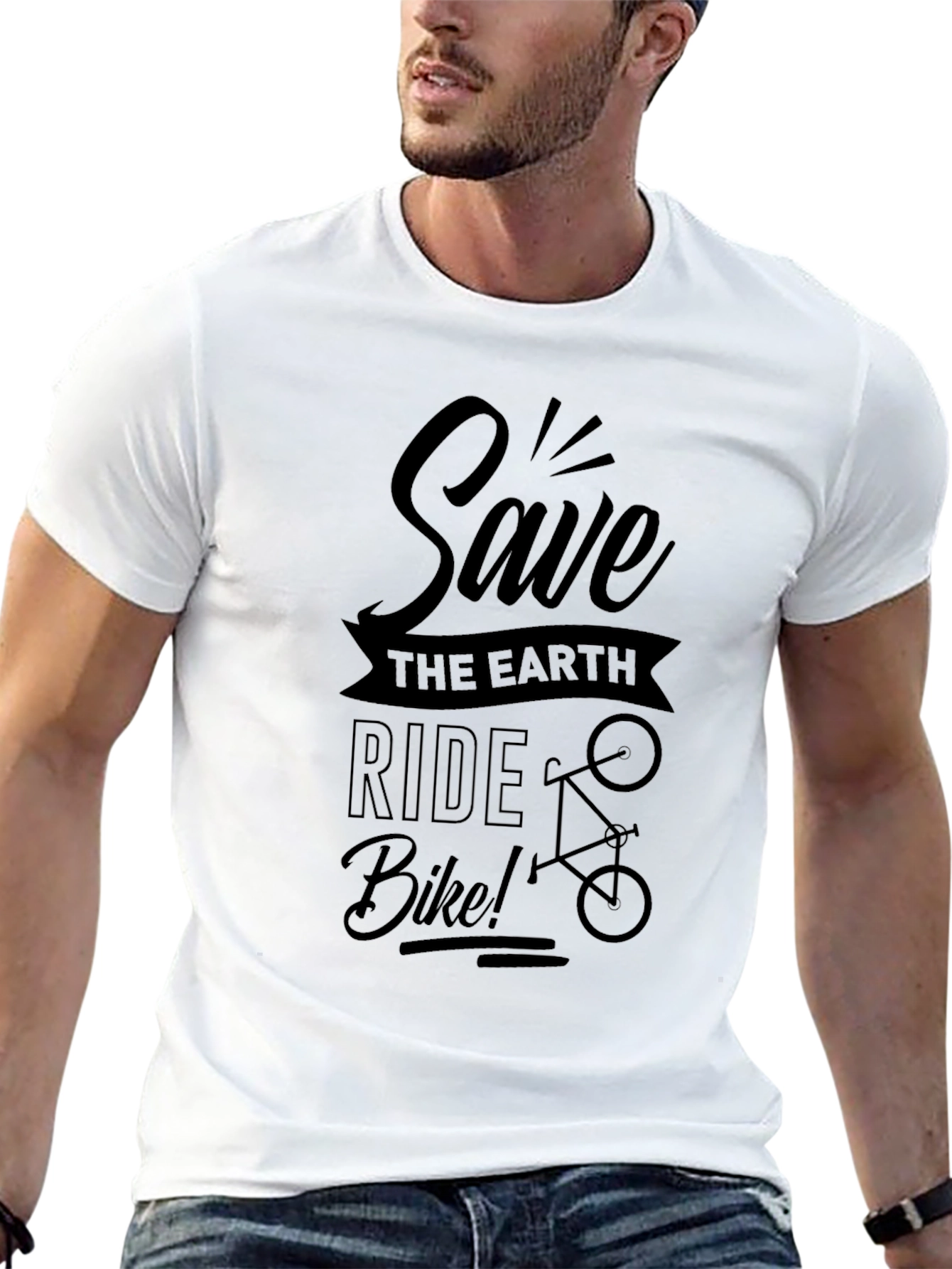 Save the Earth Ride Bike Black Graphic T-Shirt