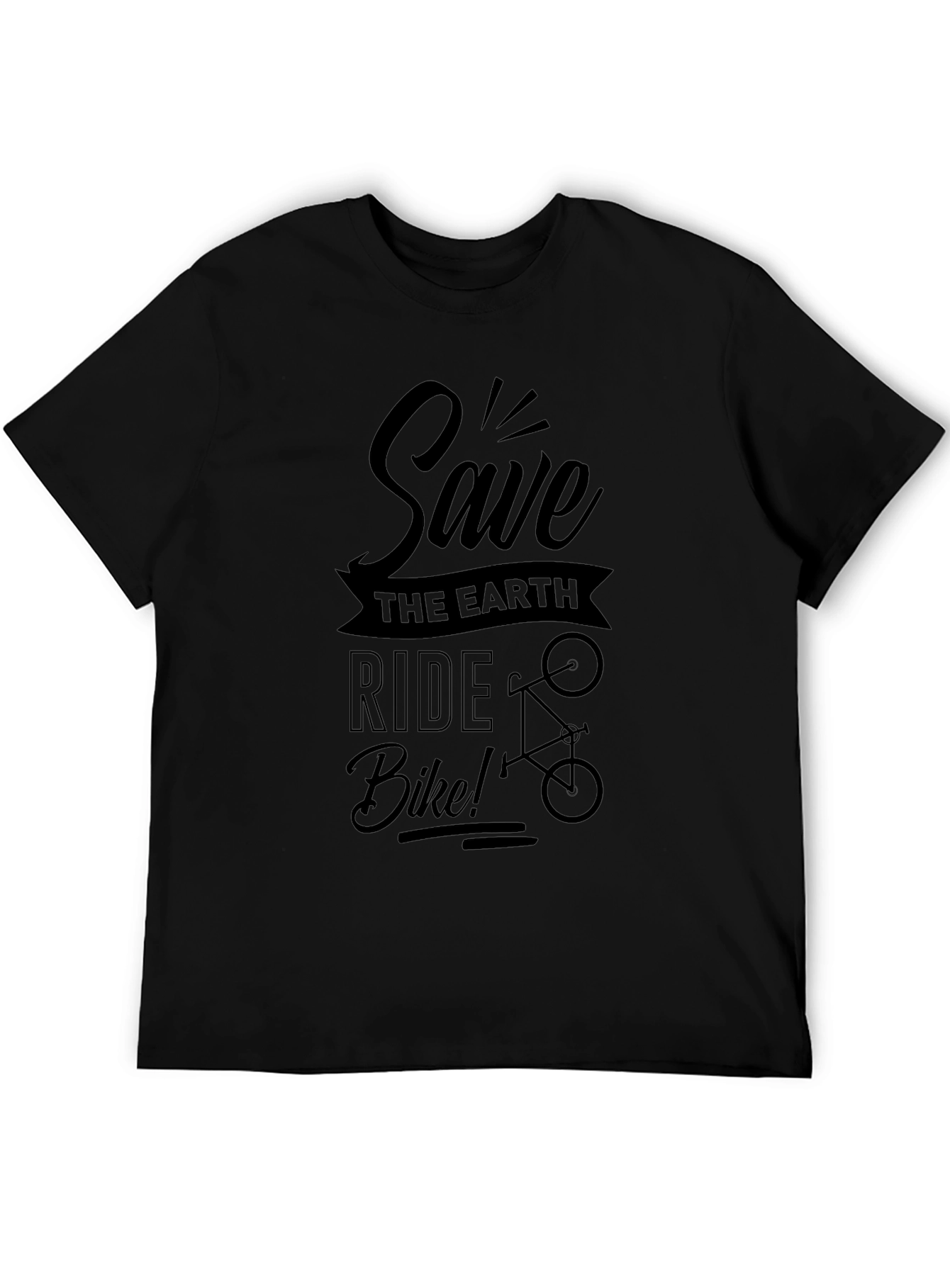 Save the Earth Ride Bike Black Graphic T-Shirt