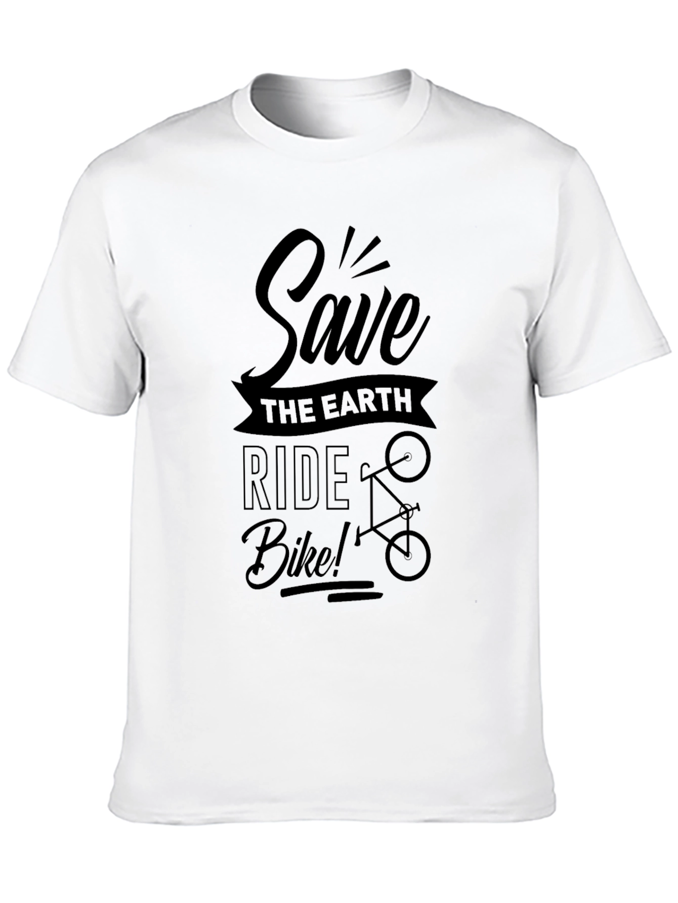Save the Earth Ride Bike Black Graphic T-Shirt