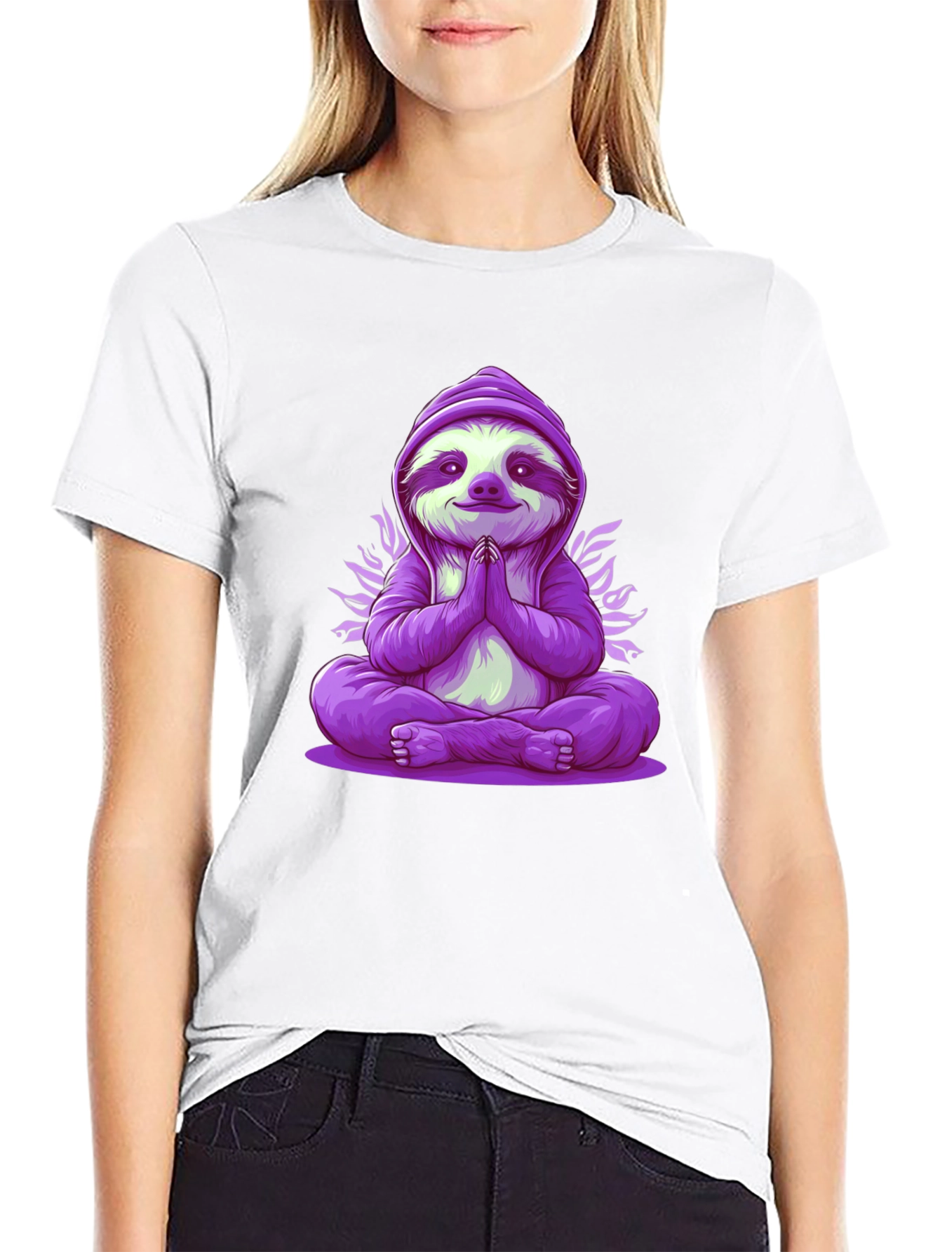 Meditating Sloth Graphic Tee - Relaxed Fit